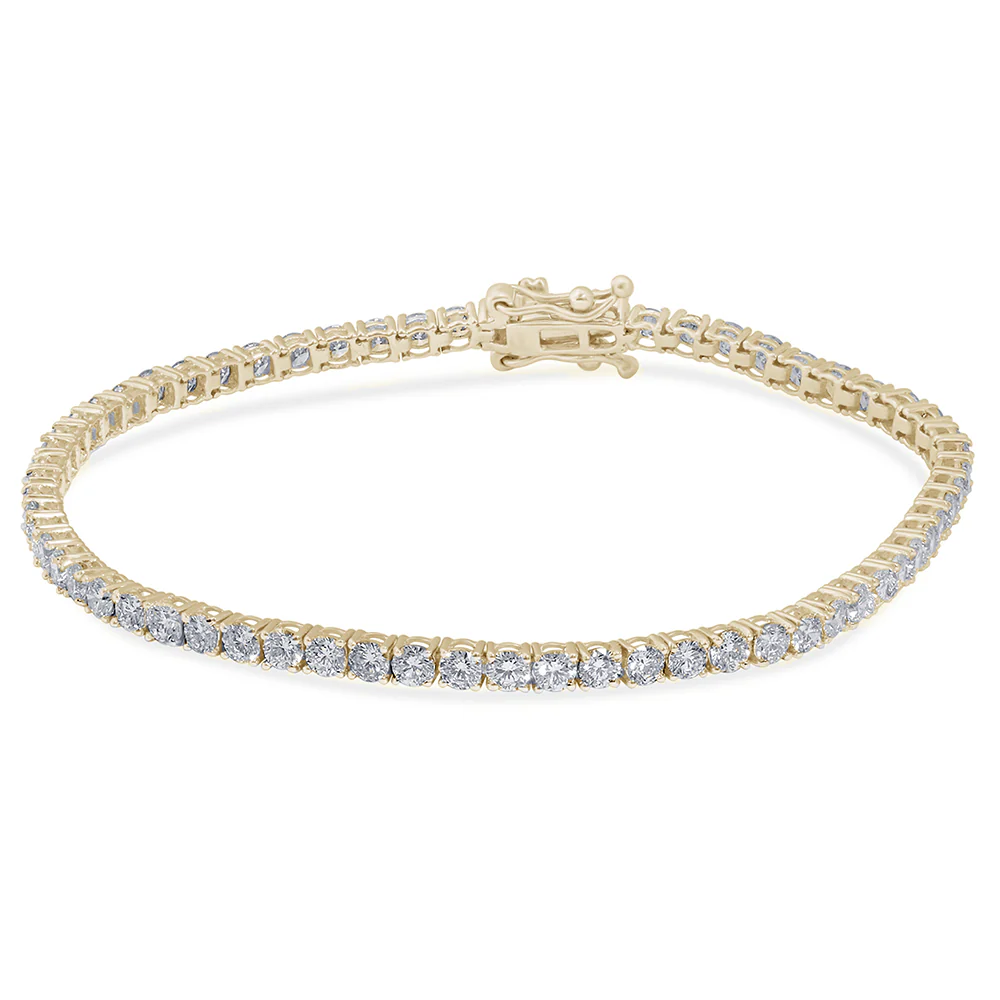 <span style="color:purple">SPECIAL!</span> 3.97ct 14KT Yellow Gold Diamond Tennis Bracelet 7"