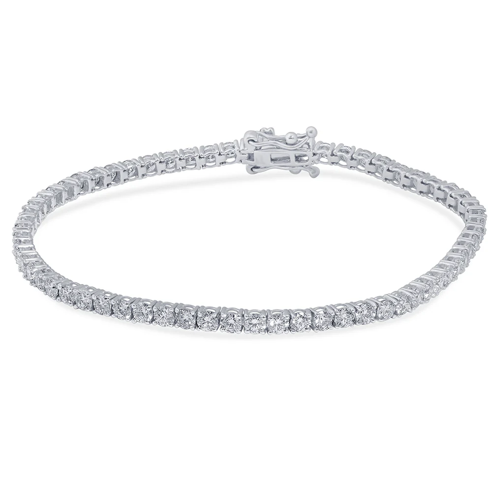 <span style="color:purple">SPECIAL!</span> 4.01ct 14KT White Gold Diamond Tennis Bracelet 7" Long