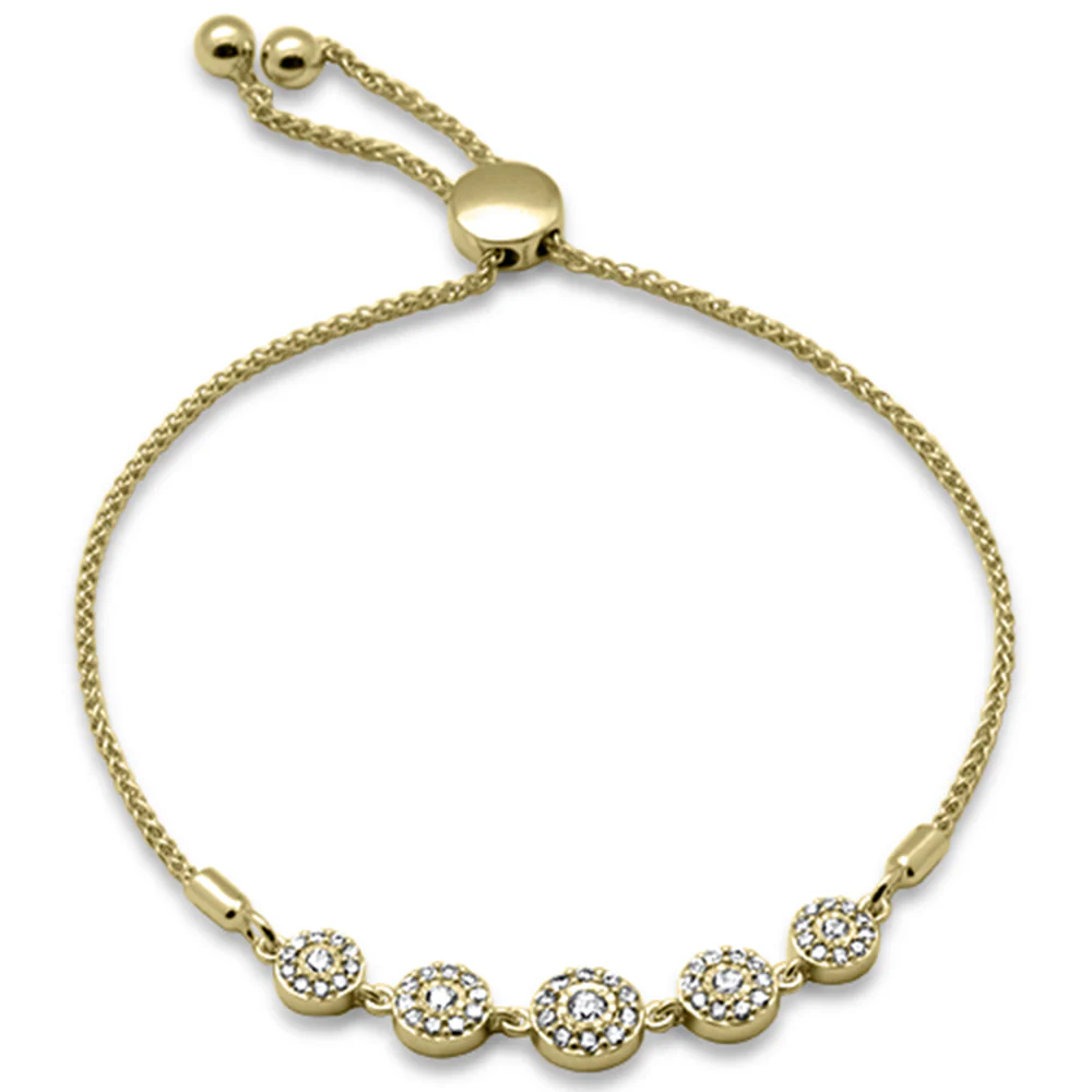 <span style="color:purple">SPECIAL!</span>.48ct G SI 14K Yellow Gold Diamond Adjustable Bola Bracelet 7.25" Long Adjustable