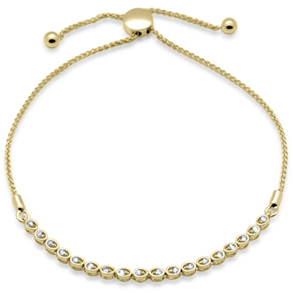 <span style="color:purple">SPECIAL!</span>.25ct G SI 14K Yellow Gold Diamond Adjustable Bola Bracelet 7" Long Adjustable