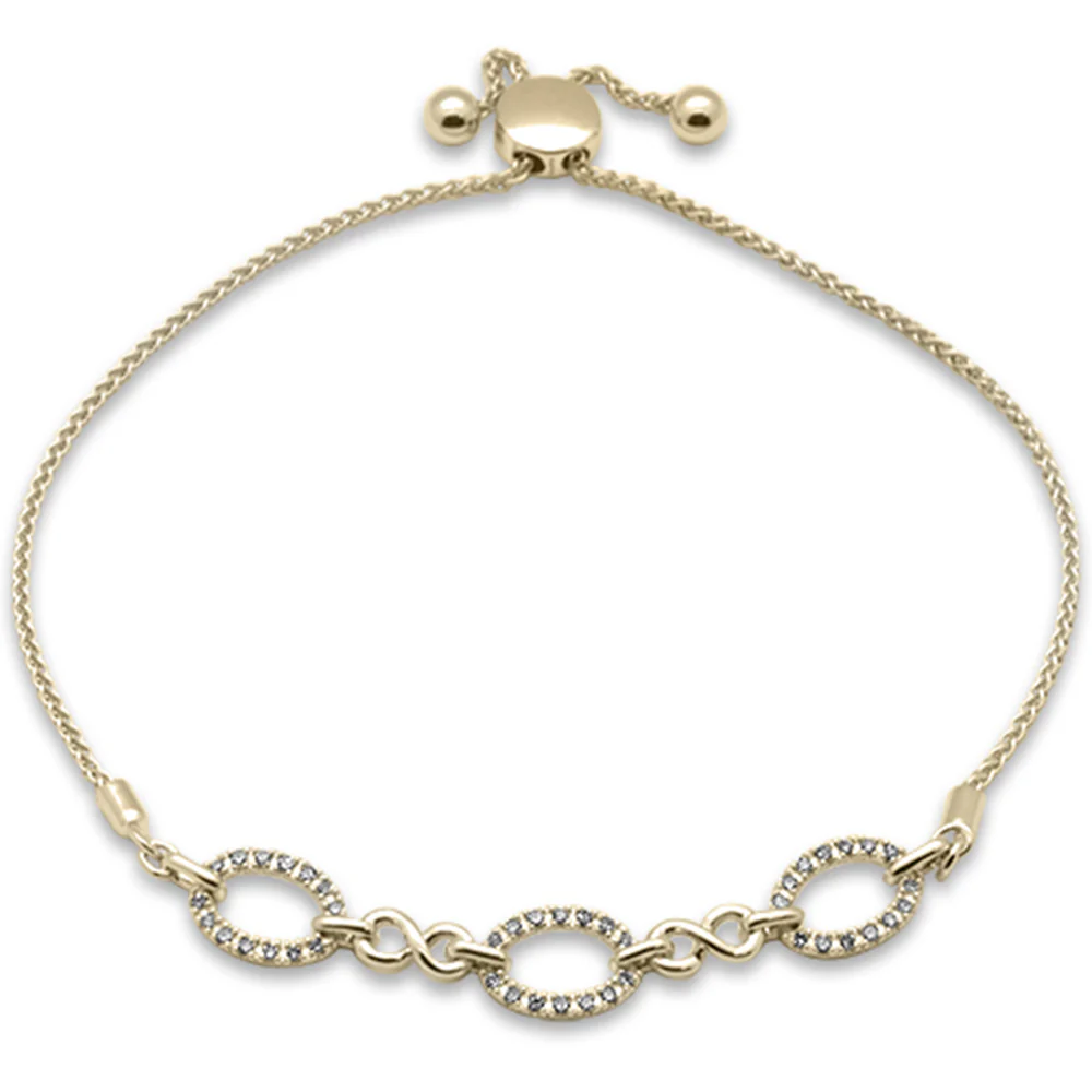 <span style="color:purple">SPECIAL!</span>.20ct G SI 14K Yellow Gold Diamond Adjustable Bola Bracelet 7.25" Long Adjustable