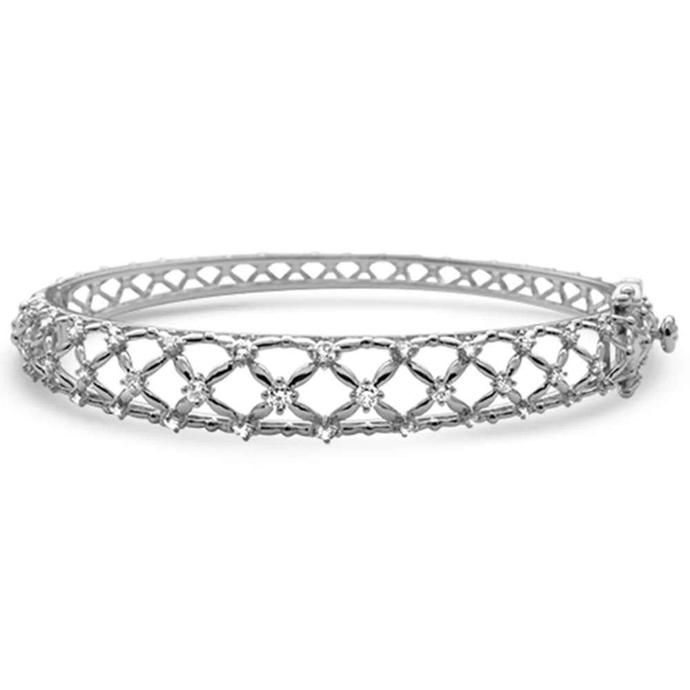 <span style="color:purple">SPECIAL!</span>1.01ct G SI 14K White Gold Diamond Dome Style Bangle Bracelet