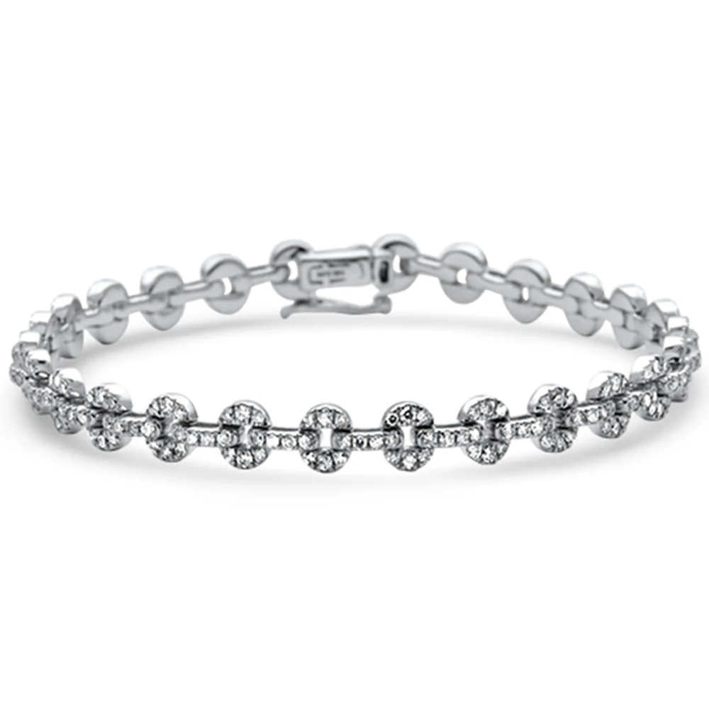 <span style="color:purple">SPECIAL!</span>2.08ct G SI 14K White Gold Diamond Link Bracelet 7" Long