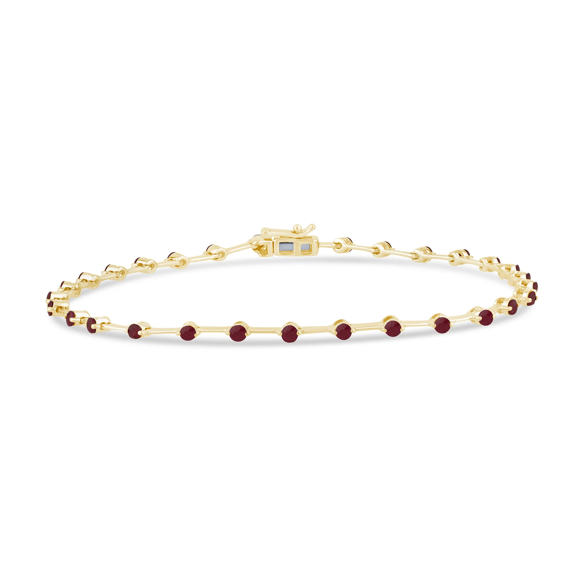 <span style="color:purple">SPECIAL!</span>1.55ct G SI 14K Yellow Gold Diamond & Ruby Gemstones Bracelet 8" Long