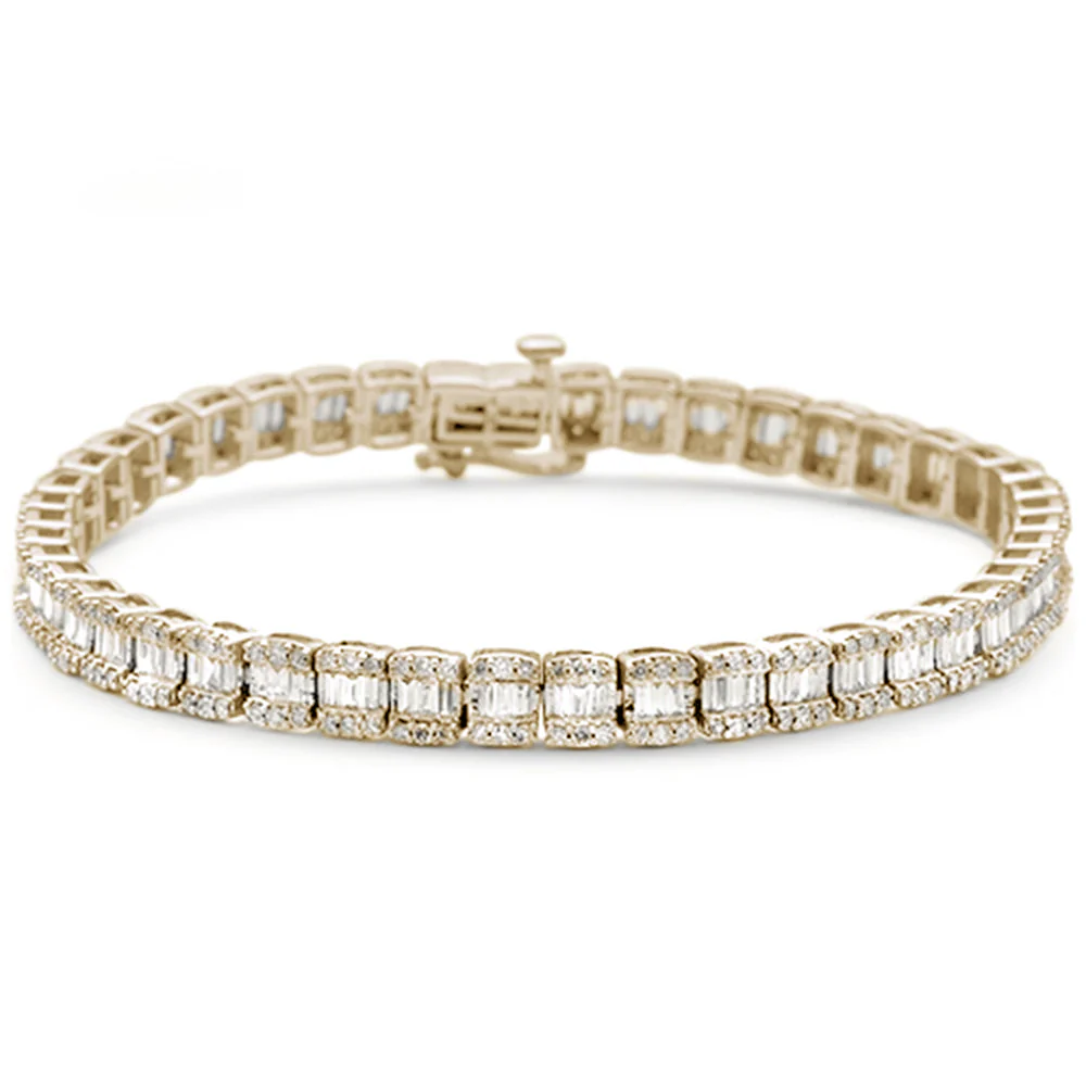 <span style="color:purple">SPECIAL!</span> 2.16ct G SI 14K Yellow Gold Round & Baguette Diamond Bracelet 8"