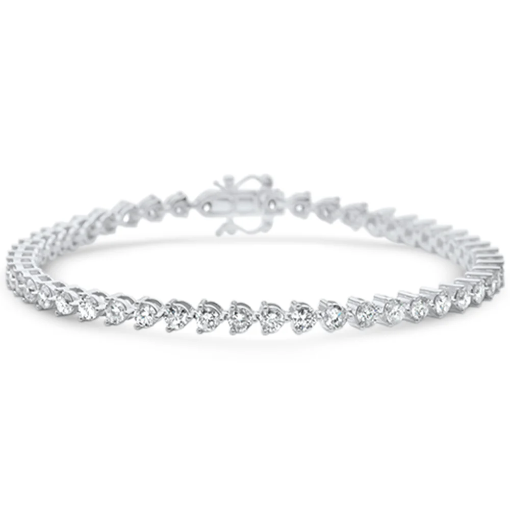 <span style="color:purple">SPECIAL!</span> 4.18ct G SI 14K White Gold Diamond 3-Prong Tennis Bracelet 7" Long