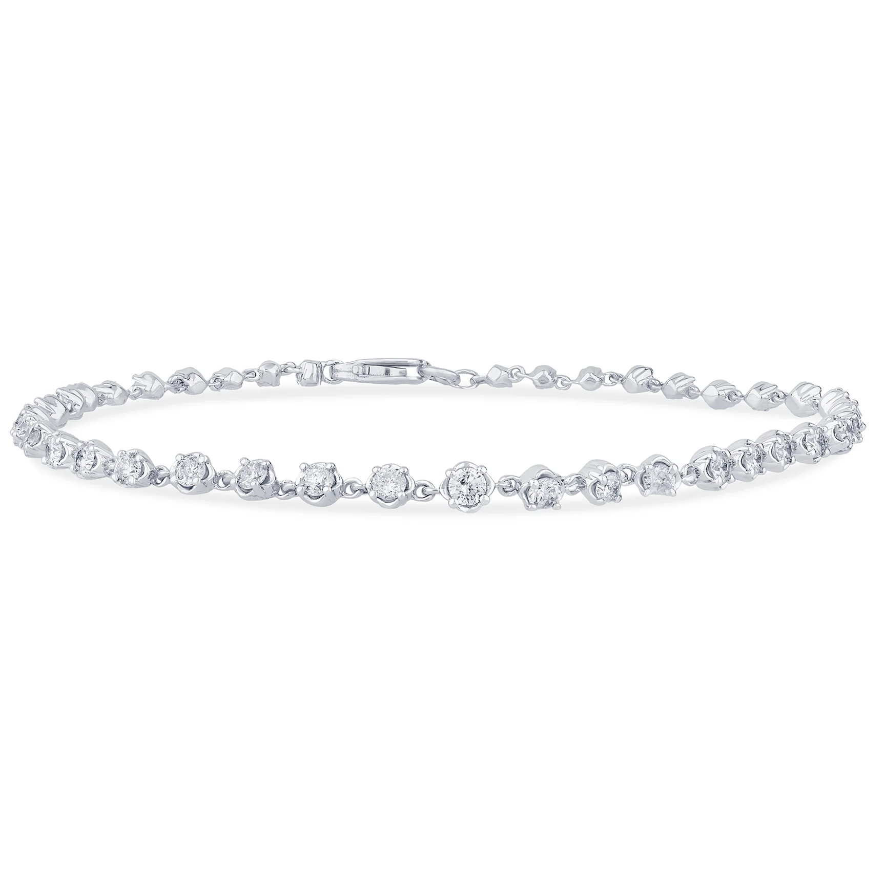 <span style="color:purple">SPECIAL!</span> 1.47ct G SI 14K White Gold Diamond Link Bracelet 7.5" Long