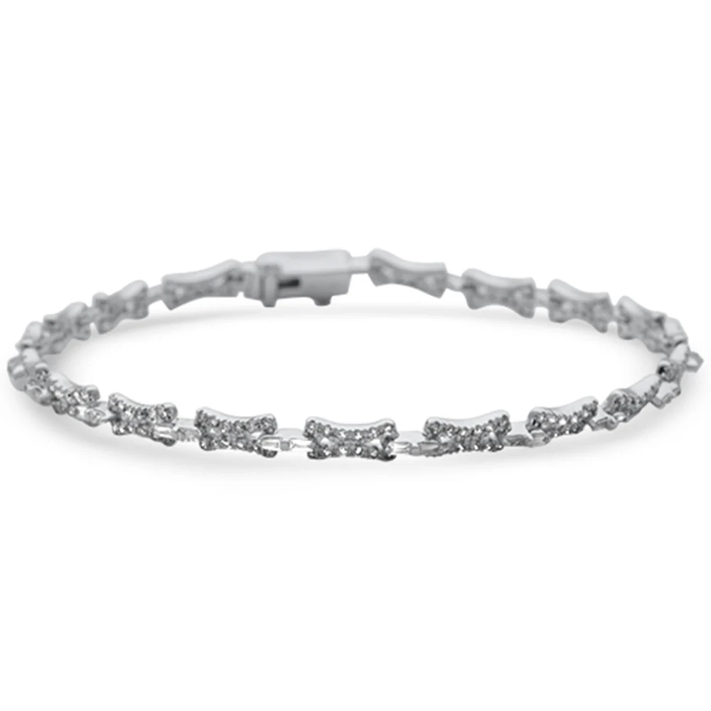 <span style="color:purple">SPECIAL!</span>1.47ct G SI 14K White Gold Round & Baguette Diamond Bracelet 7.25" Long