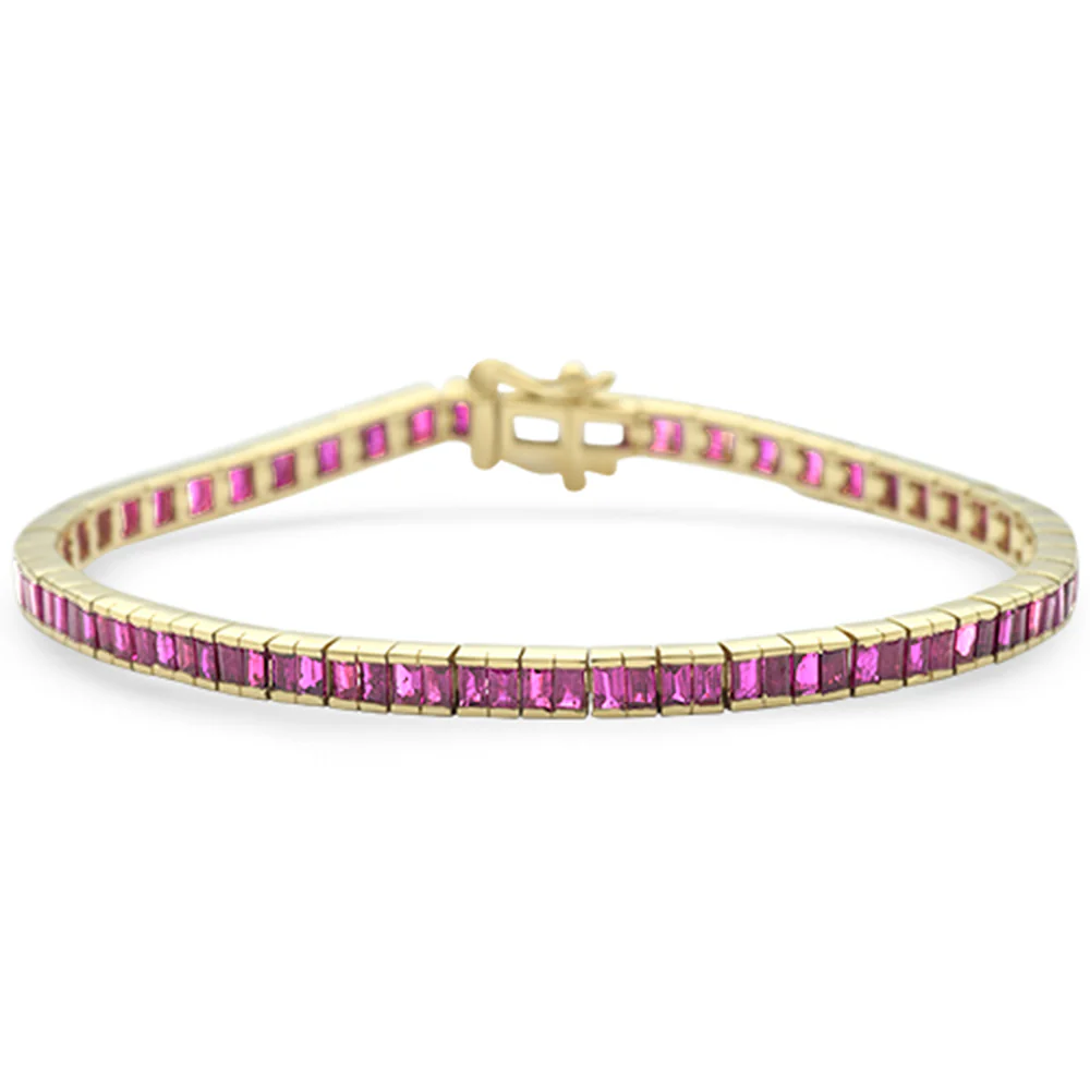 <span style="color:purple">SPECIAL!</span> 5.66ct G SI 14K Yellow Gold Ruby Gemstones Bracelet 7" Long