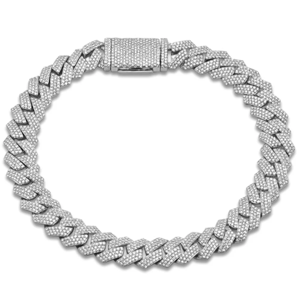 <span style="color:purple">SPECIAL!</span> 9MM 3.30ct G SI 14K White Gold Diamond Square Cuban Bracelet 8" Long