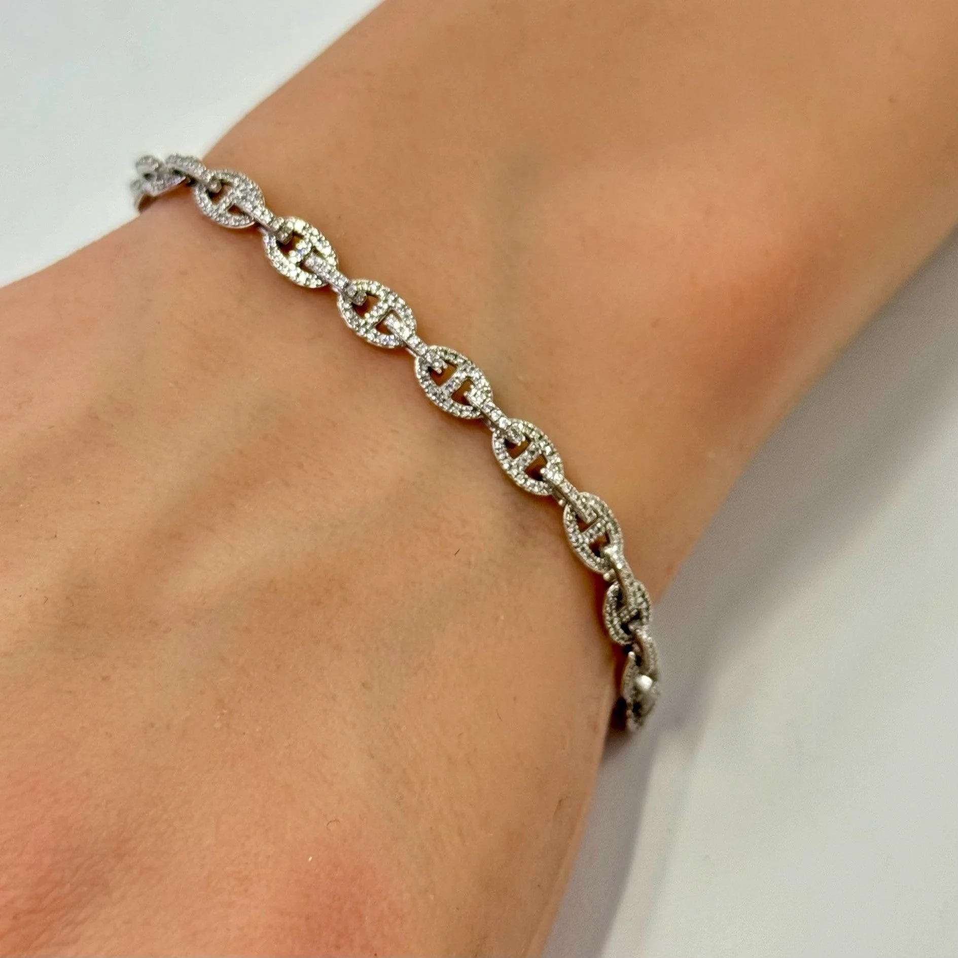<span style="color:purple">SPECIAL!</span> 1.26ct G SI 14K White Gold Diamond Link Bracelet 7.5" Long - Image 2