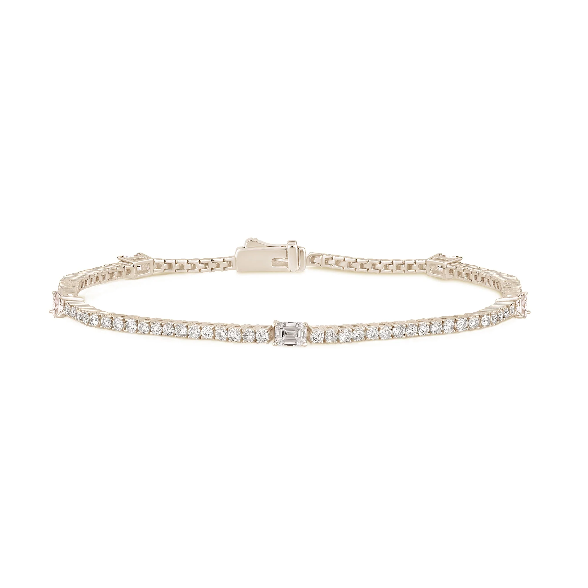 <span style="color:purple">SPECIAL!</span>2.38ct G SI 14K Yellow Gold Diamond & Emerald Cut Tennis Bracelet 7" Long
