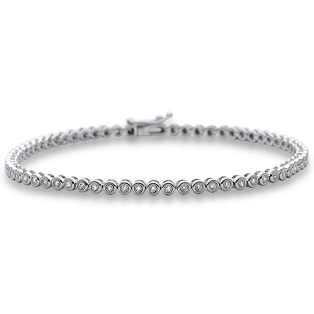 <span style="color:purple">SPECIAL!</span> .32ct G SI 14K White Gold Diamond Bezel Set Tennis Bracelet 7" Long