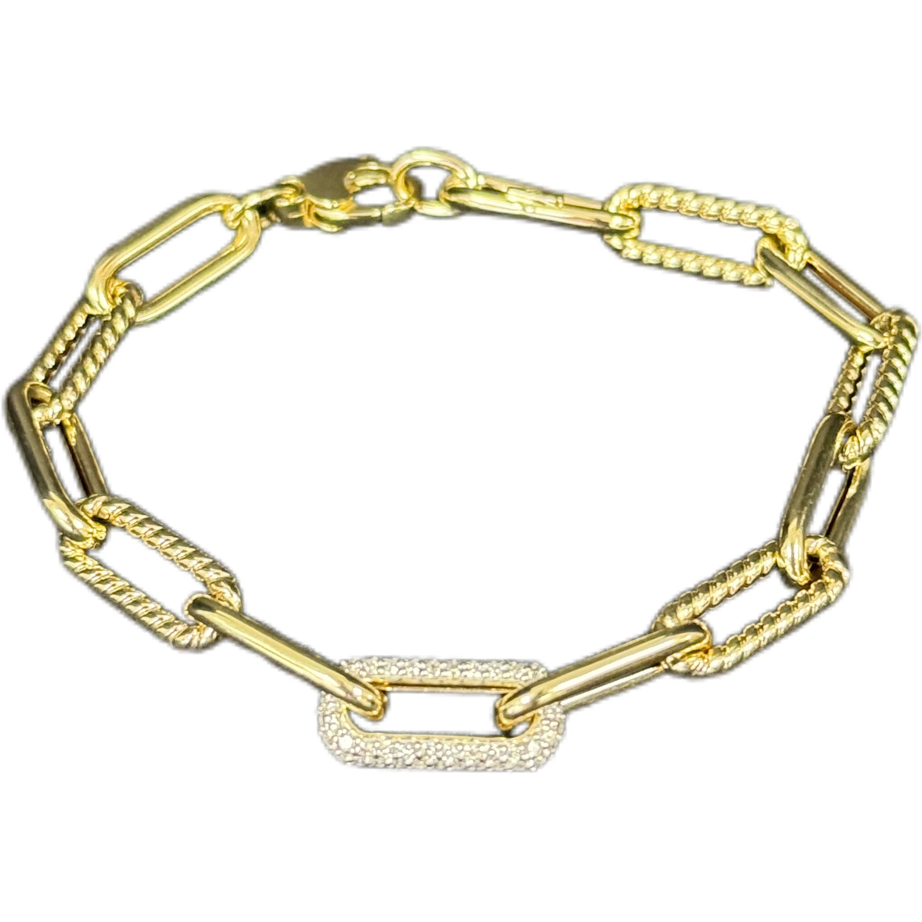 <span style="color:purple">SPECIAL!</span>.55ct G SI 14K Yellow Gold Diamond Paper Clip Bracelet 7" Long - Image 2