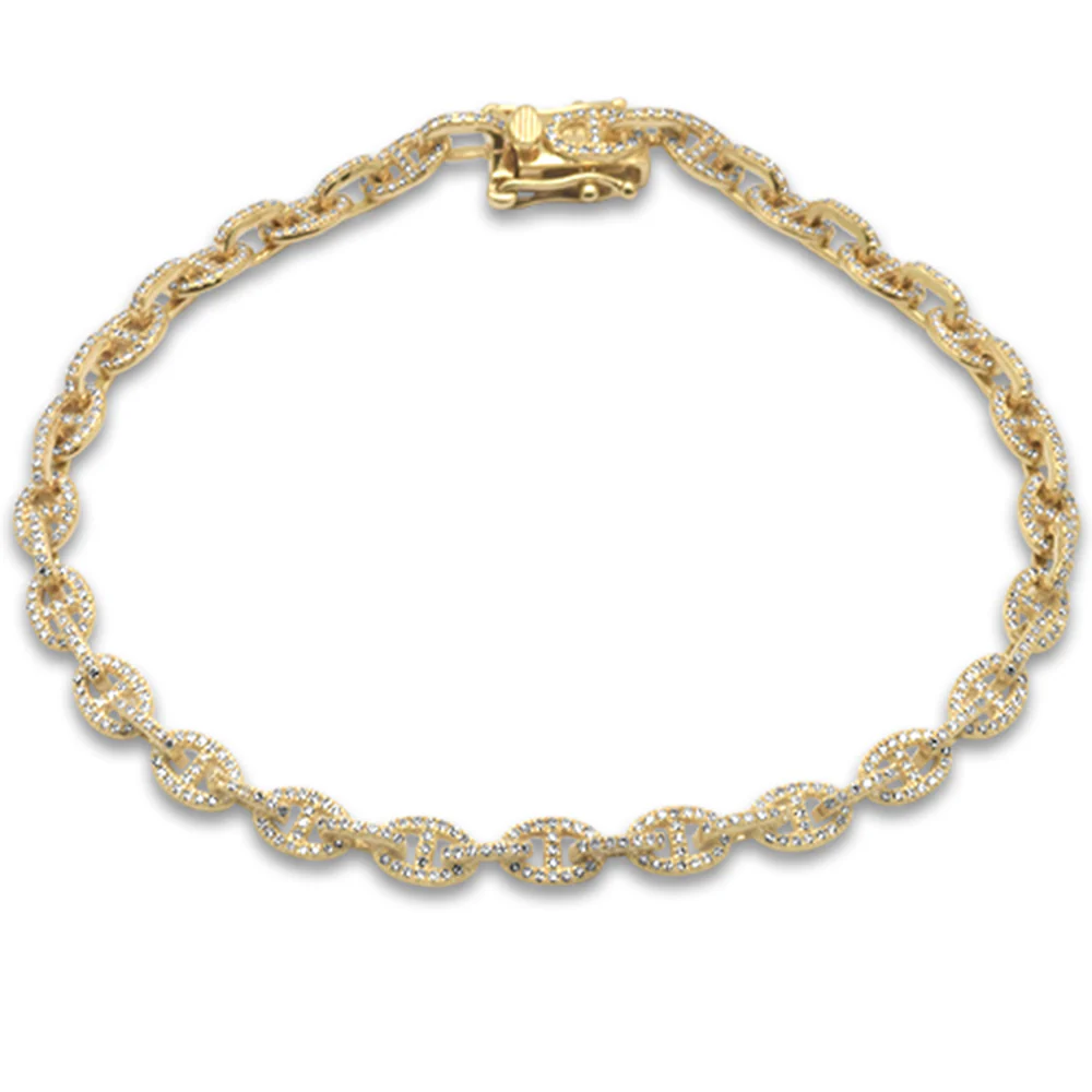 <span style="color:purple">SPECIAL!</span> .94ct G SI 14K Yellow Gold Diamond Link Bracelet 7" Long
