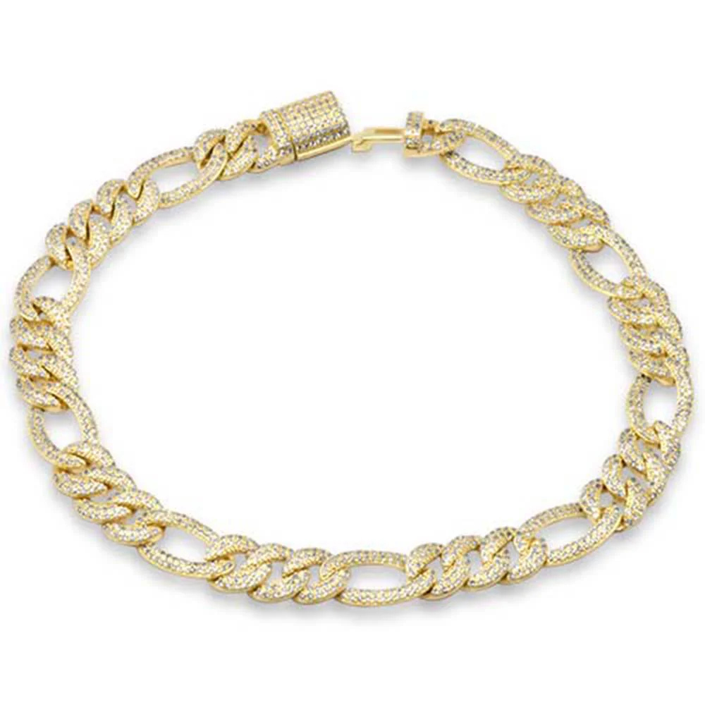 <span style="color:purple">SPECIAL!</span> 7mm 2.04ct G SI 14K Yellow Gold Diamond Round Cuban Bracelet 8" Long