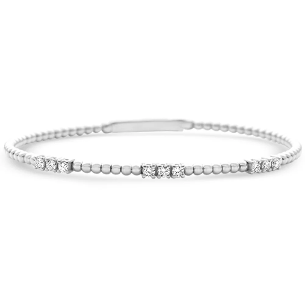 <span style="color:purple">SPECIAL!</span>.52ct G SI 14K White Gold Round Diamond Flexible Beaded Bracelet