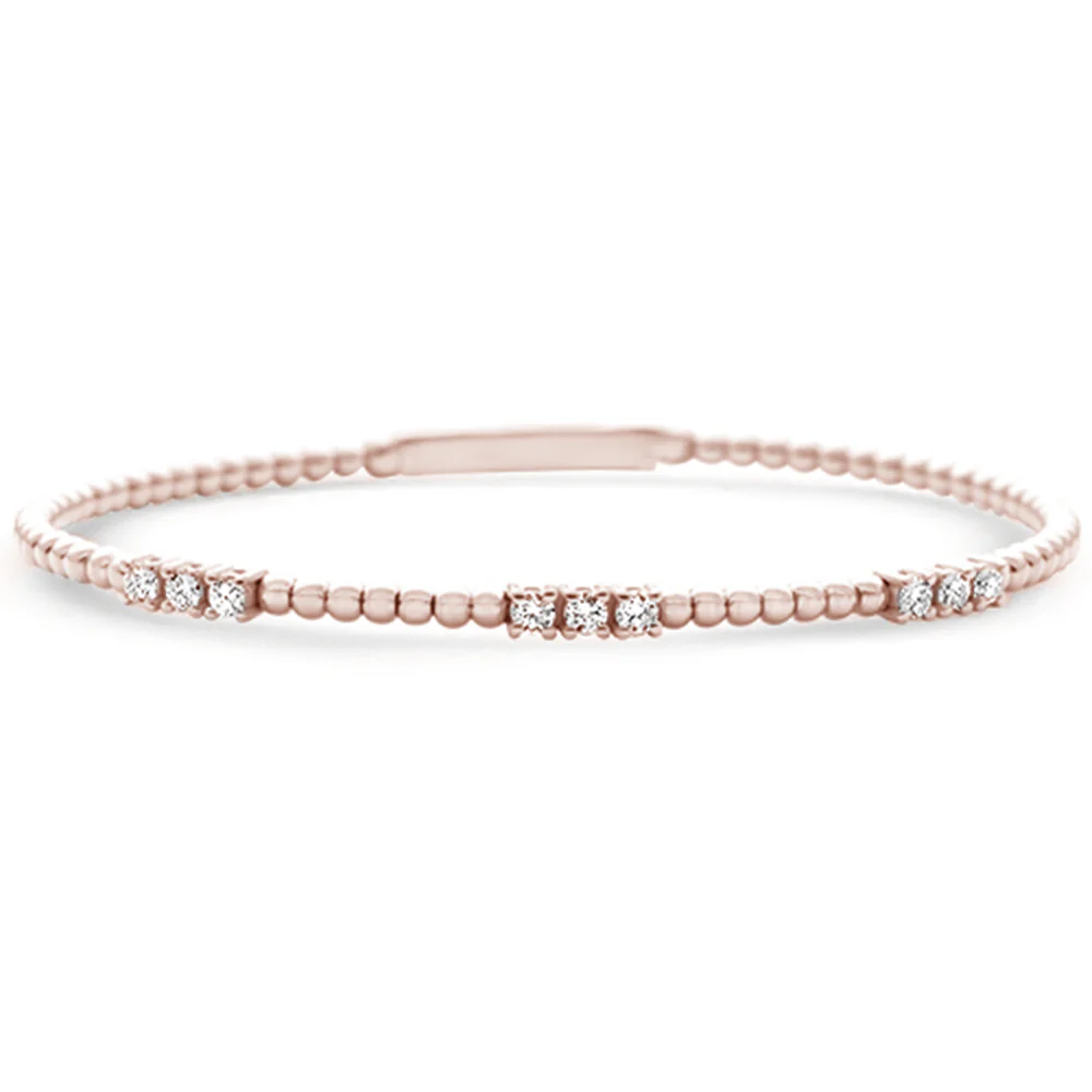 <span style="color:purple">SPECIAL!</span>.52ct G SI 14K Rose Gold Diamond Flexible Beaded Bracelet