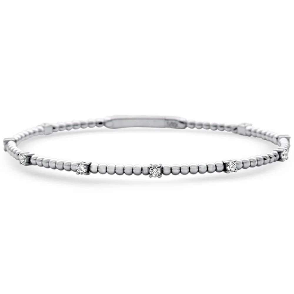 <span style="color:purple">SPECIAL!</span>.52ct G SI 14K White Gold Diamond Flexible Beaded Bracelet