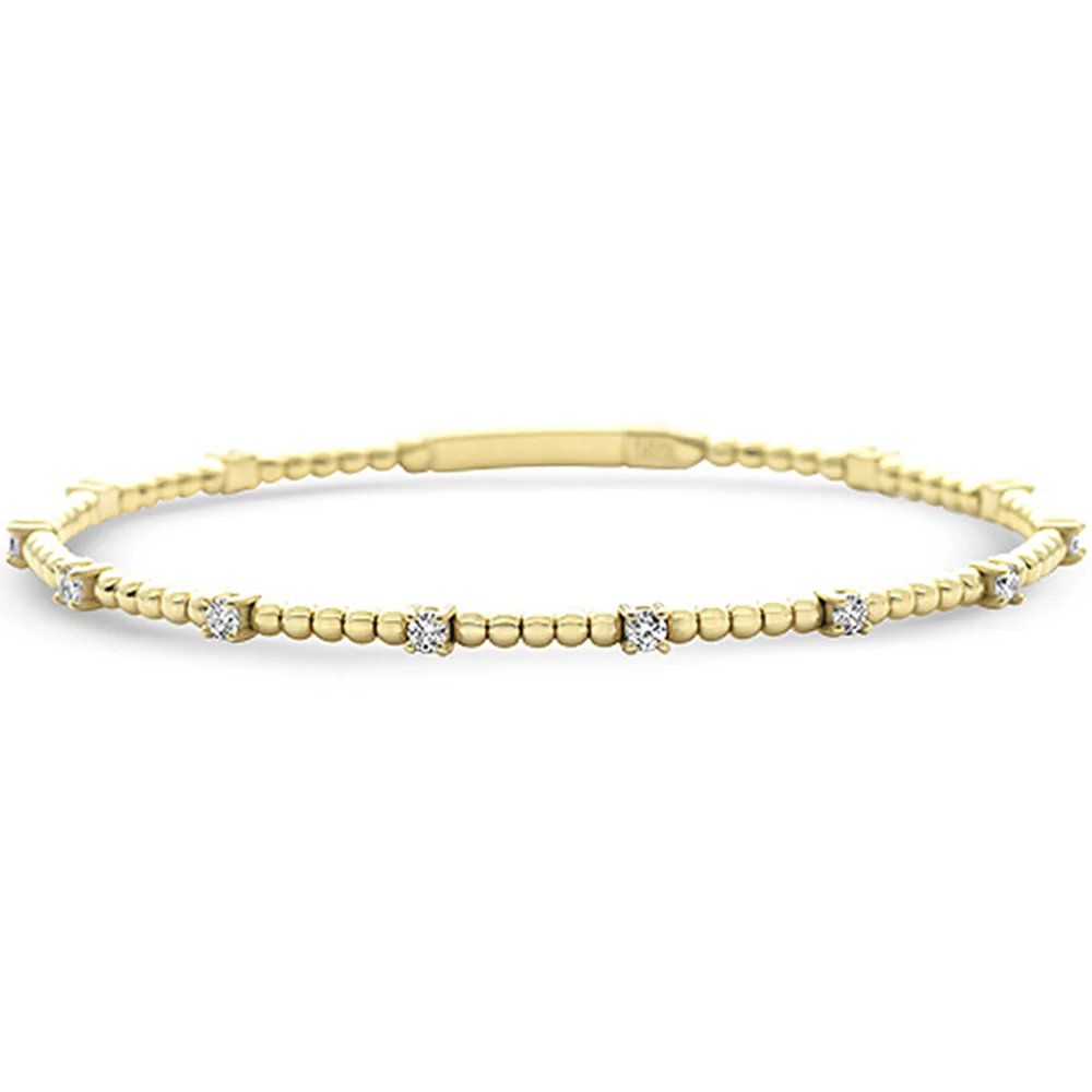 <span style="color:purple">SPECIAL!</span>.70ct G SI 14K Yellow Gold Diamond Flexible Beaded Bracelet