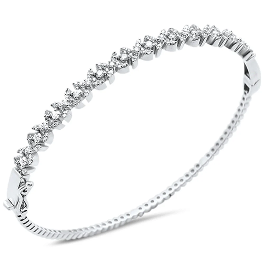 <span style="color:purple">SPECIAL!</span> .90ct G SI 14K White Gold Diamond Beaded Bangle Bracelet