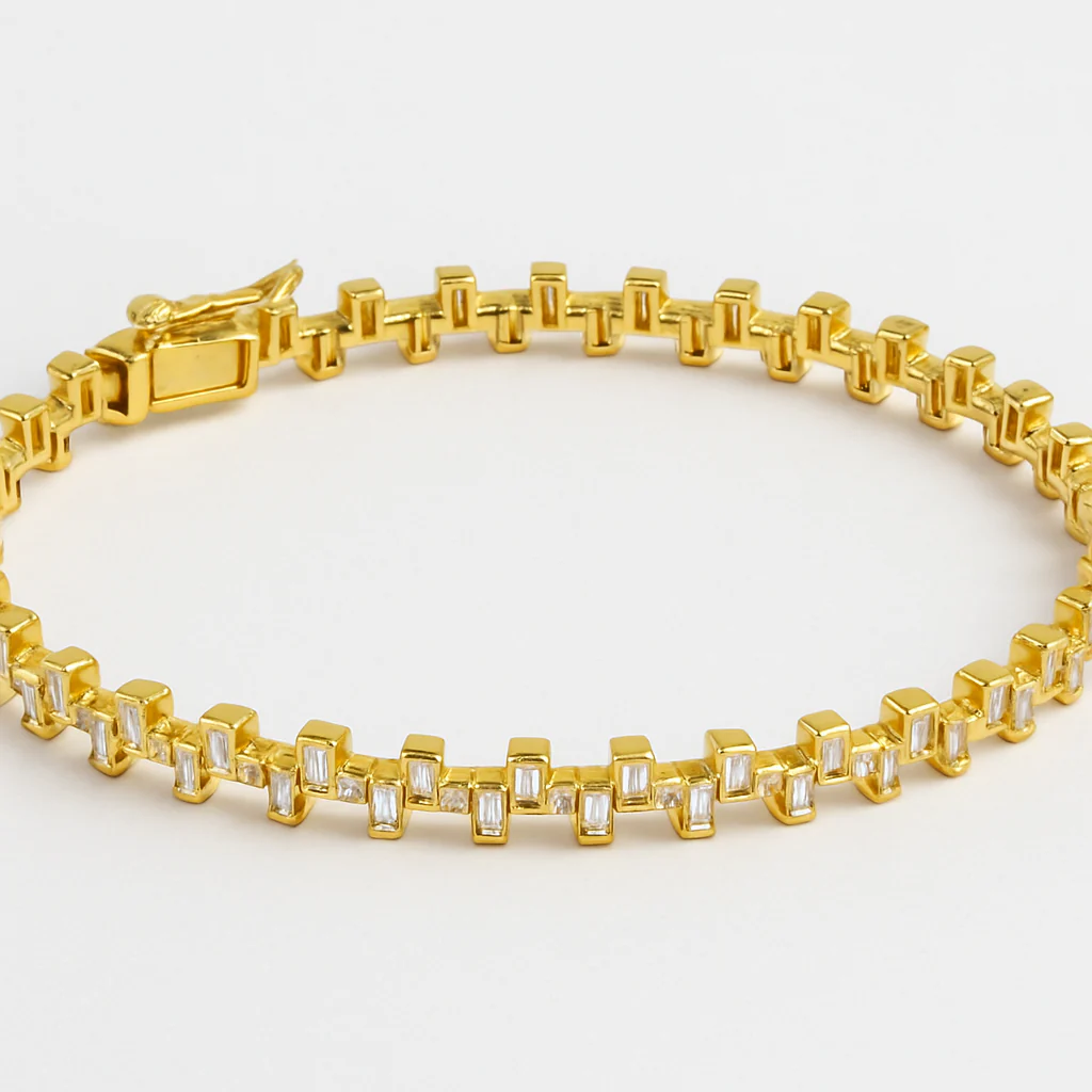<span style="color:purple">SPECIAL!</span> .94ct G SI 14K Yellow Gold Round & Baguette Diamond Bangle Bracelet - Image 2