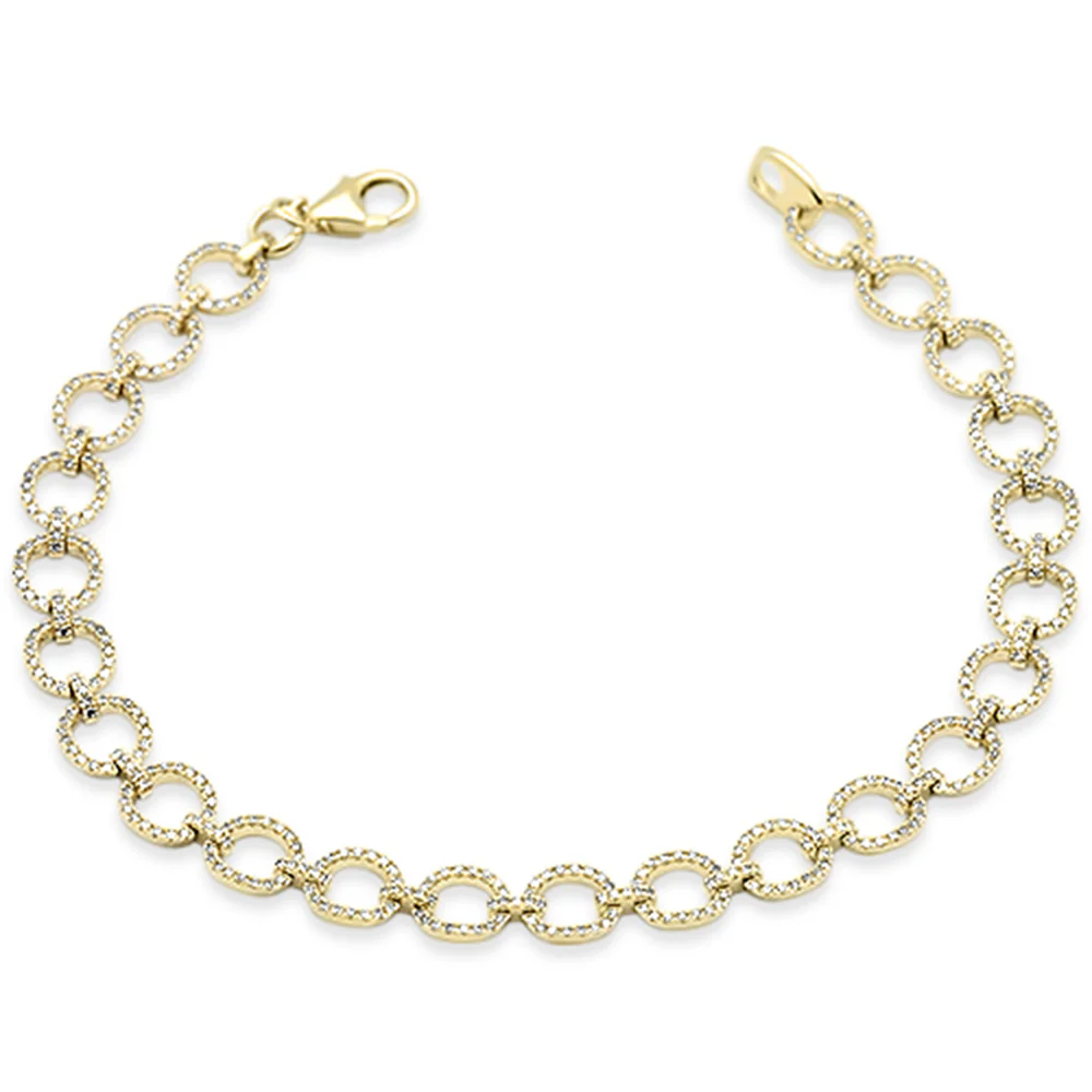 <span style="color:purple">SPECIAL!</span> .93ct G SI 14K Yellow Gold Diamond Round Link Bracelet 7" Long