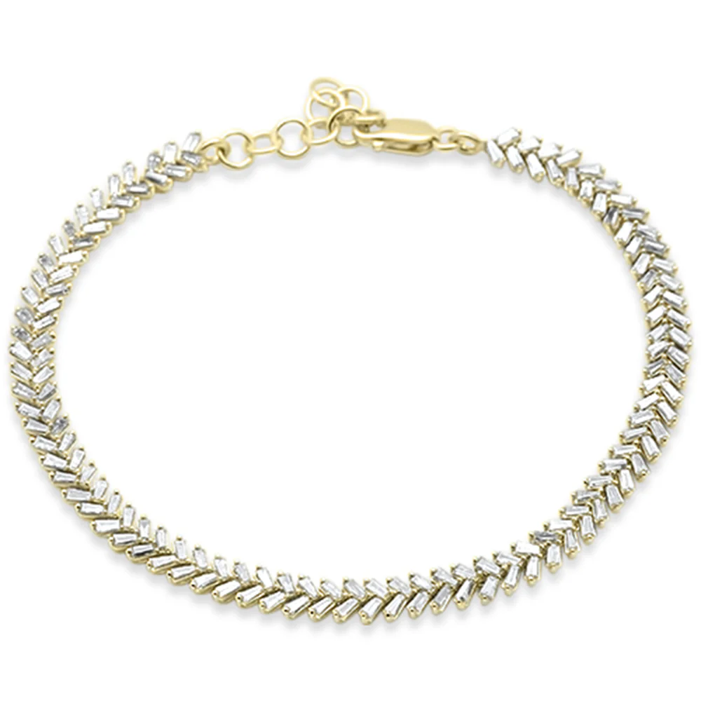 <span style="color:purple">SPECIAL!</span> 2.09ct G SI 14K Yellow Gold Baguette Diamond Bracelet 7"