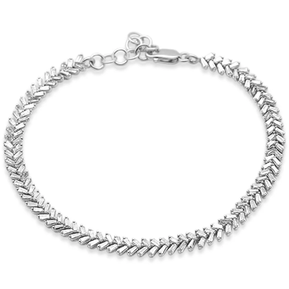 <span style="color:purple">SPECIAL!</span> 2.63ct G SI 14K White Gold Baguette Diamond Bracelet 7"