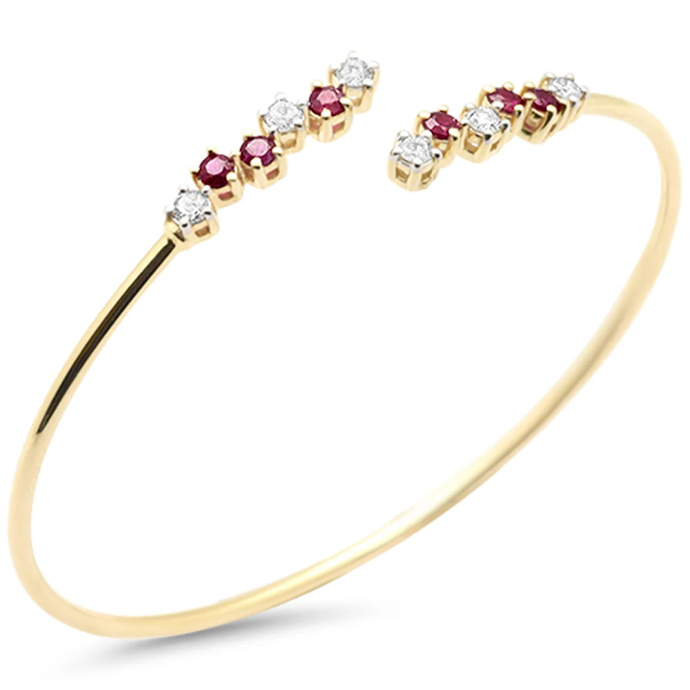 <span style="color:purple">SPECIAL!</span>.97ct G SI 14K Yellow Gold Diamond & Ruby Gemstone Bracelet