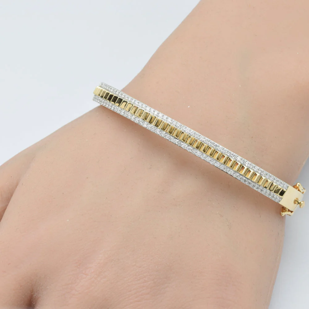 <span style="color:purple">SPECIAL!</span>.97ct G SI 14K Yellow Gold Diamond Bangle Bracelet - Image 2
