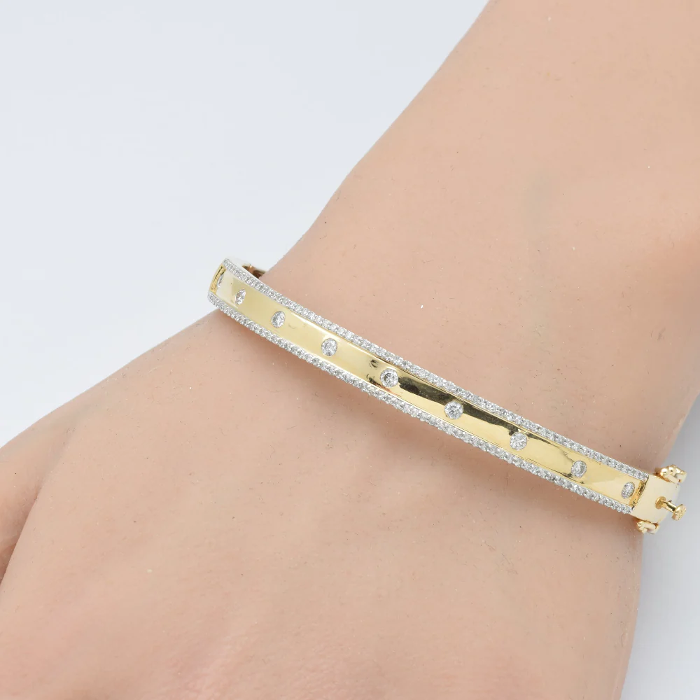 <span style="color:purple">SPECIAL!</span>.96ct G SI 14K Yellow Gold Diamond Bangle Bracelet - Image 2