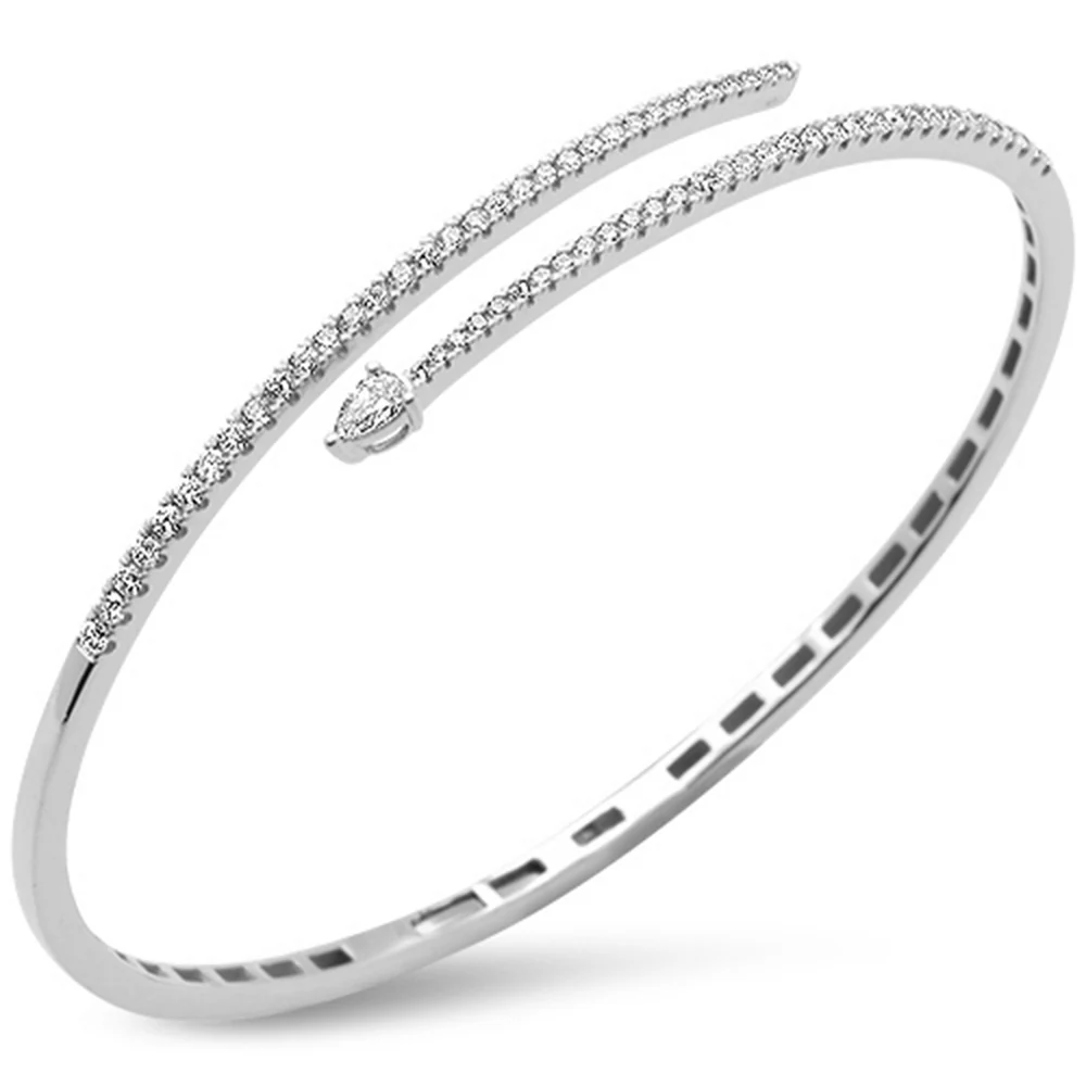 <span style="color:purple">SPECIAL!</span> .94ct G SI 14K White Gold Diamond Wrap Around Bangle Bracelet