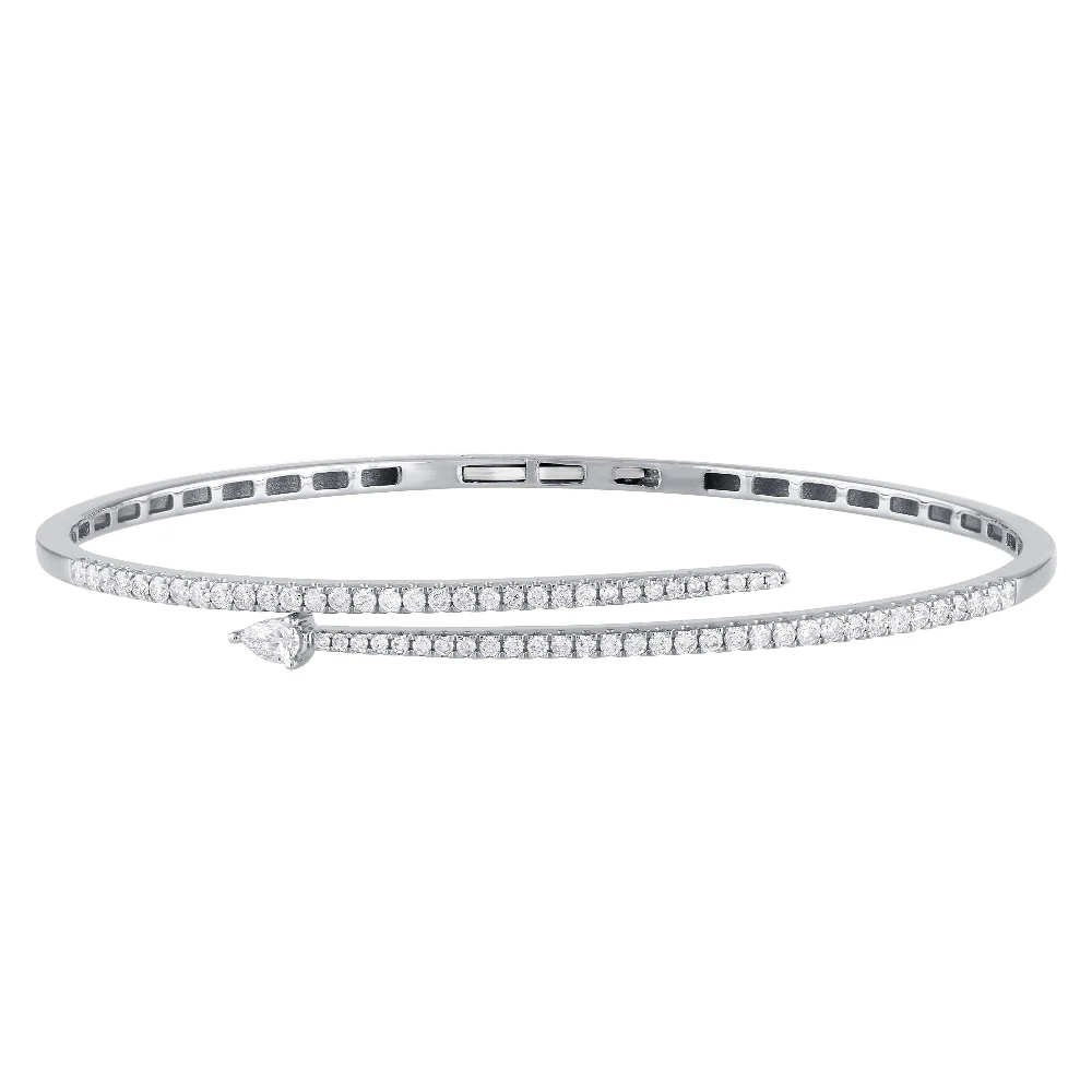 <span style="color:purple">SPECIAL!</span> .94ct G SI 14K White Gold Diamond Wrap Around Bangle Bracelet - Image 2