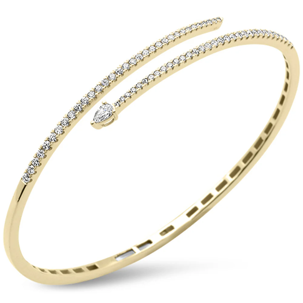 <span style="color:purple">SPECIAL!</span> .94ct G SI 14K Yellow Gold Diamond Wrap Around Bangle Bracelet