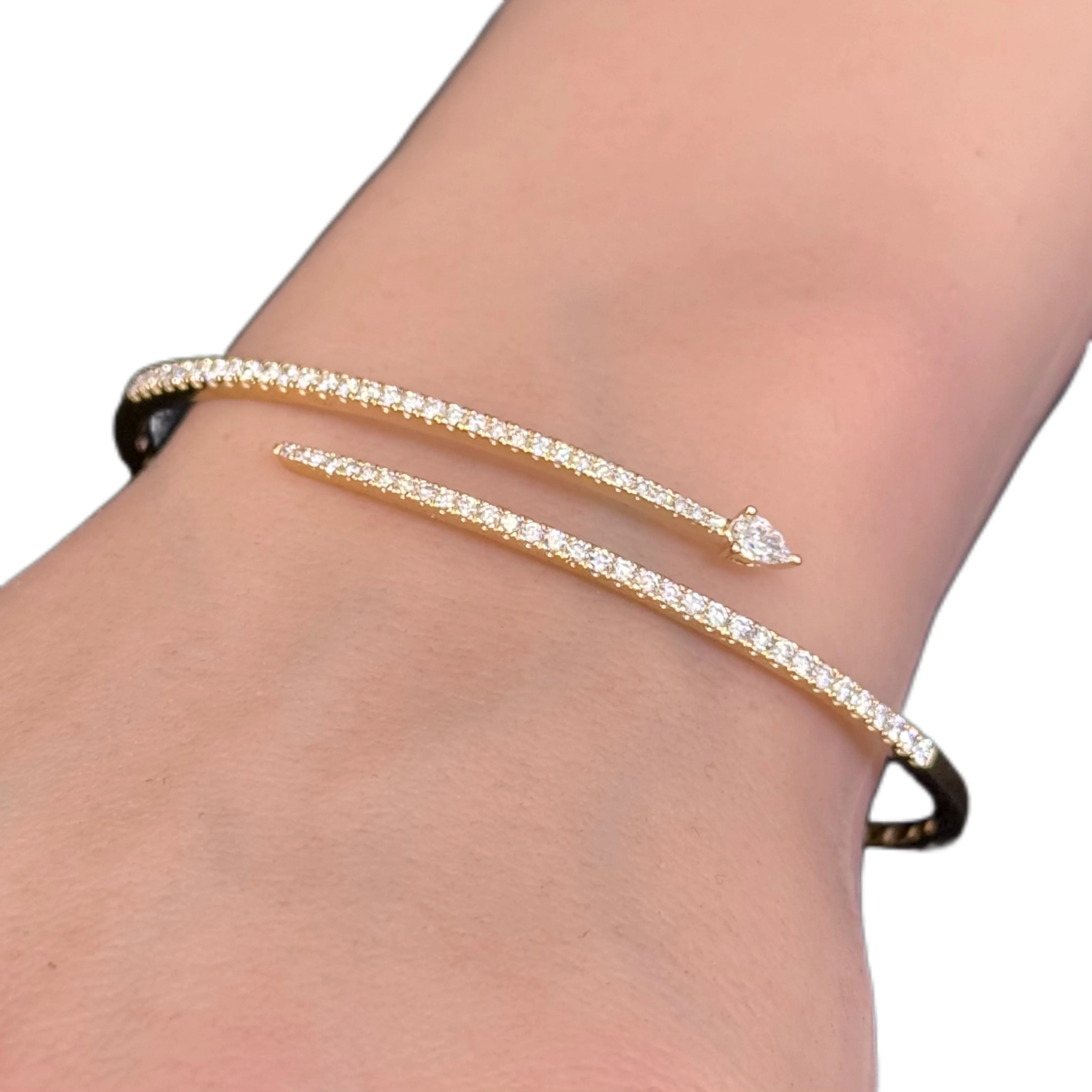 <span style="color:purple">SPECIAL!</span> .94ct G SI 14K Yellow Gold Diamond Wrap Around Bangle Bracelet - Image 2