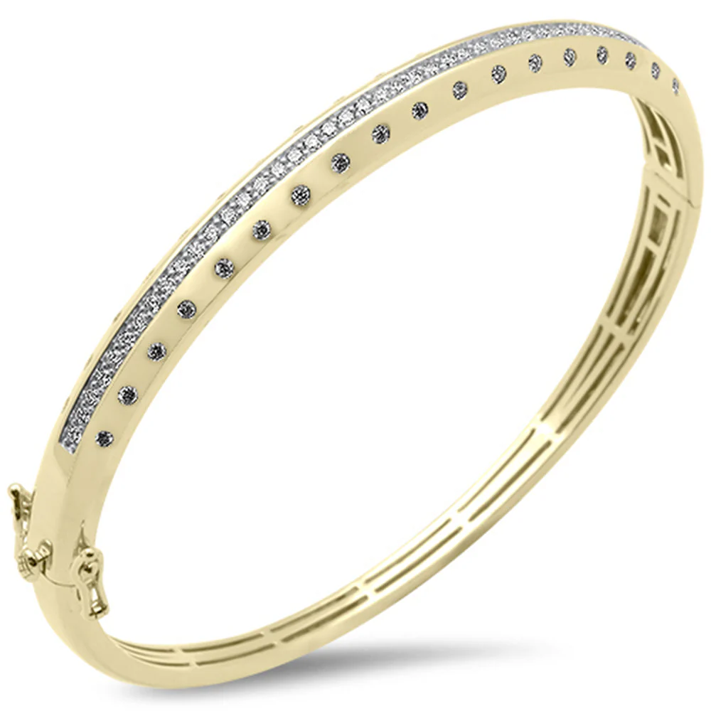 <span style="color:purple">SPECIAL!</span>.98ct G SI 14K Yellow Gold Diamond Dome Bangle Bracelet