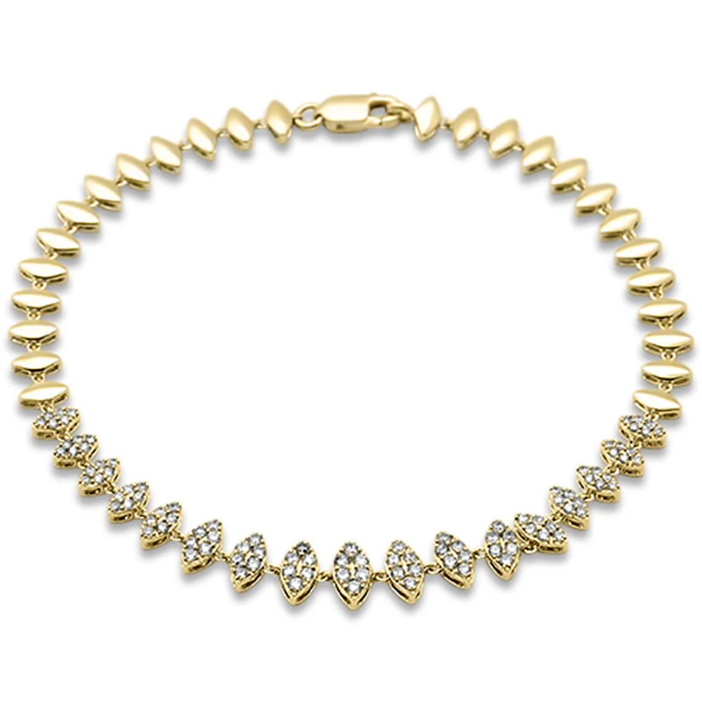 <span style="color:purple">SPECIAL!</span>.77ct G SI 14K Yellow Gold Marquise Shape Diamond Bracelet 7"