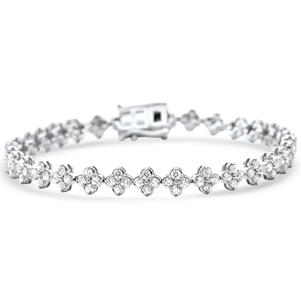 <span style="color:purple">SPECIAL!</span>3.00ct G SI 14K White Gold Flower Diamond Bracelet 7" Long