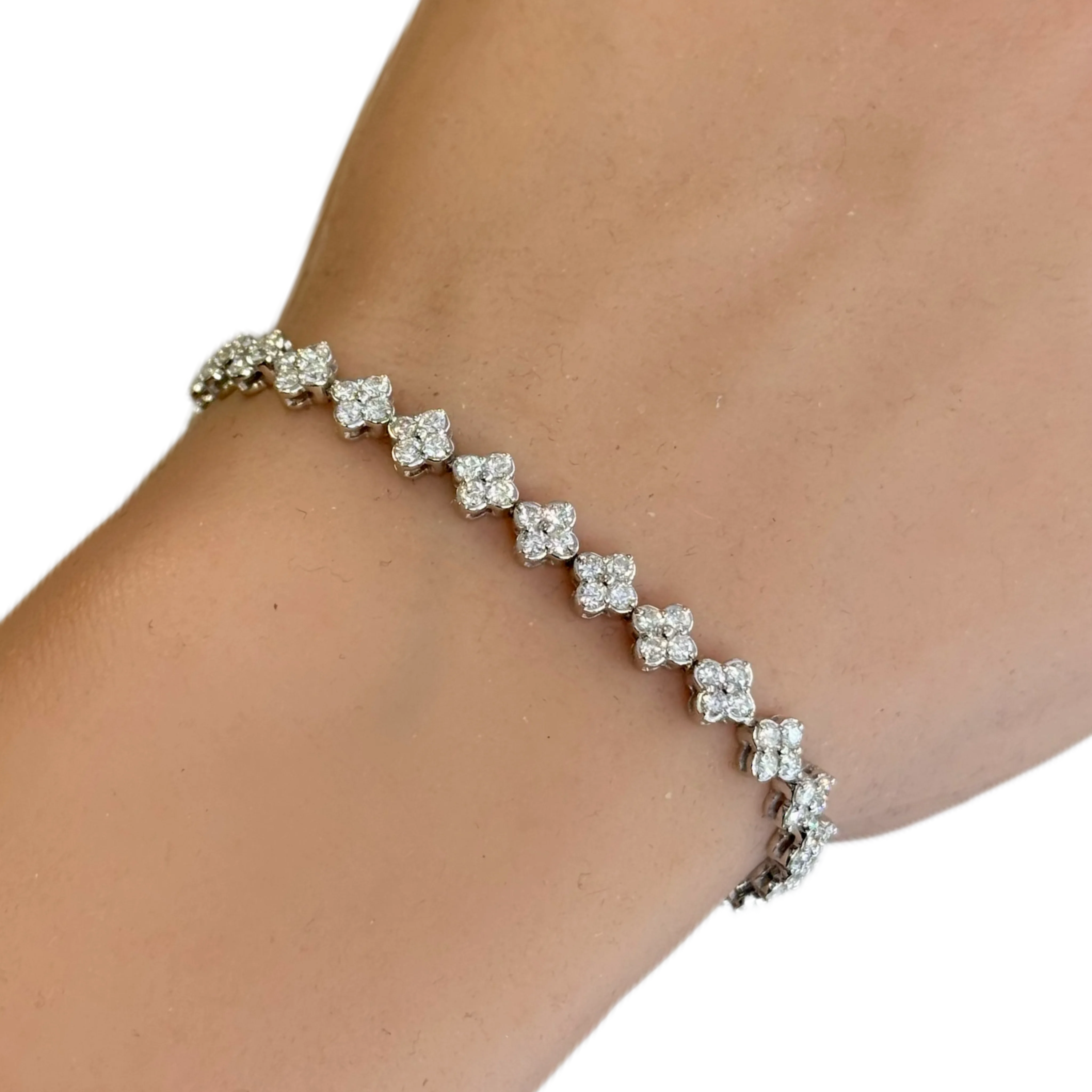 <span style="color:purple">SPECIAL!</span>3.00ct G SI 14K White Gold Flower Diamond Bracelet 7" Long - Image 2