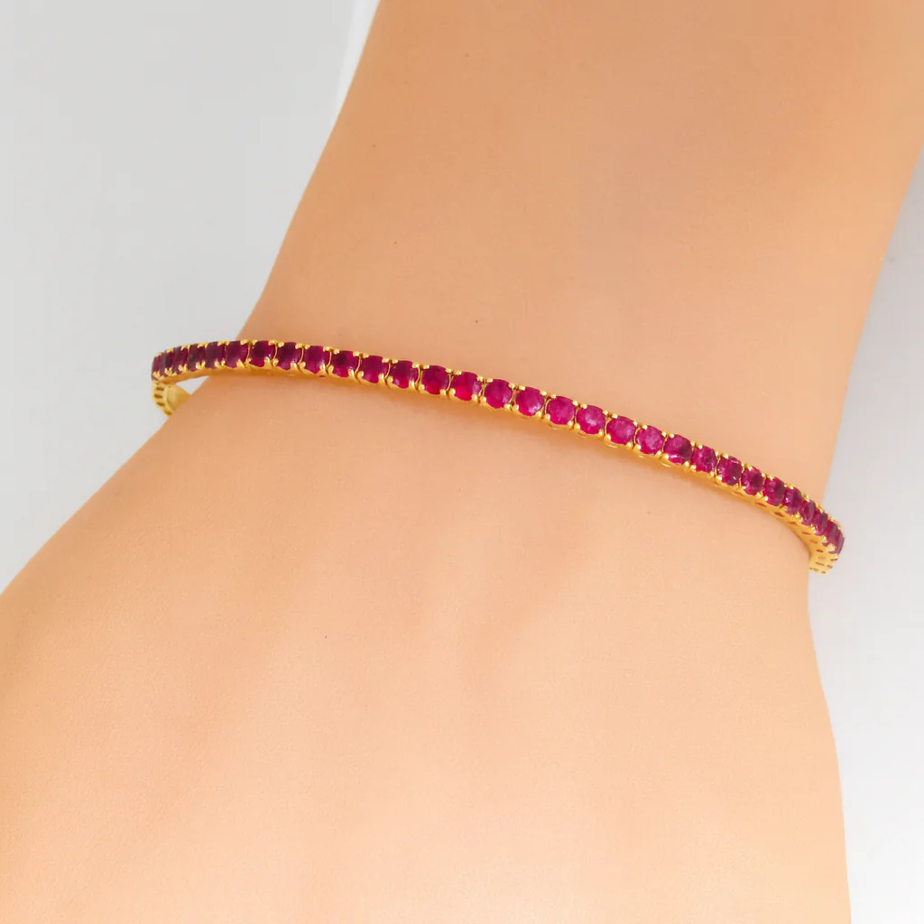 <span style="color:purple">SPECIAL!</span>2.55ct G SI 14K Yellow Gold Ruby Gemstone Bangle Flexible Bracelet - Image 2