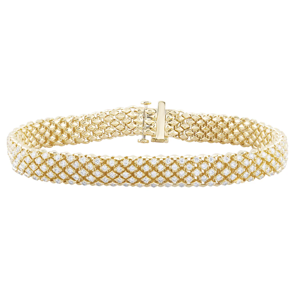 <span style="color:purple">SPECIAL!</span> 2.96ct G SI 14K Yellow Gold Unique Diamond Bracelet 7" Long