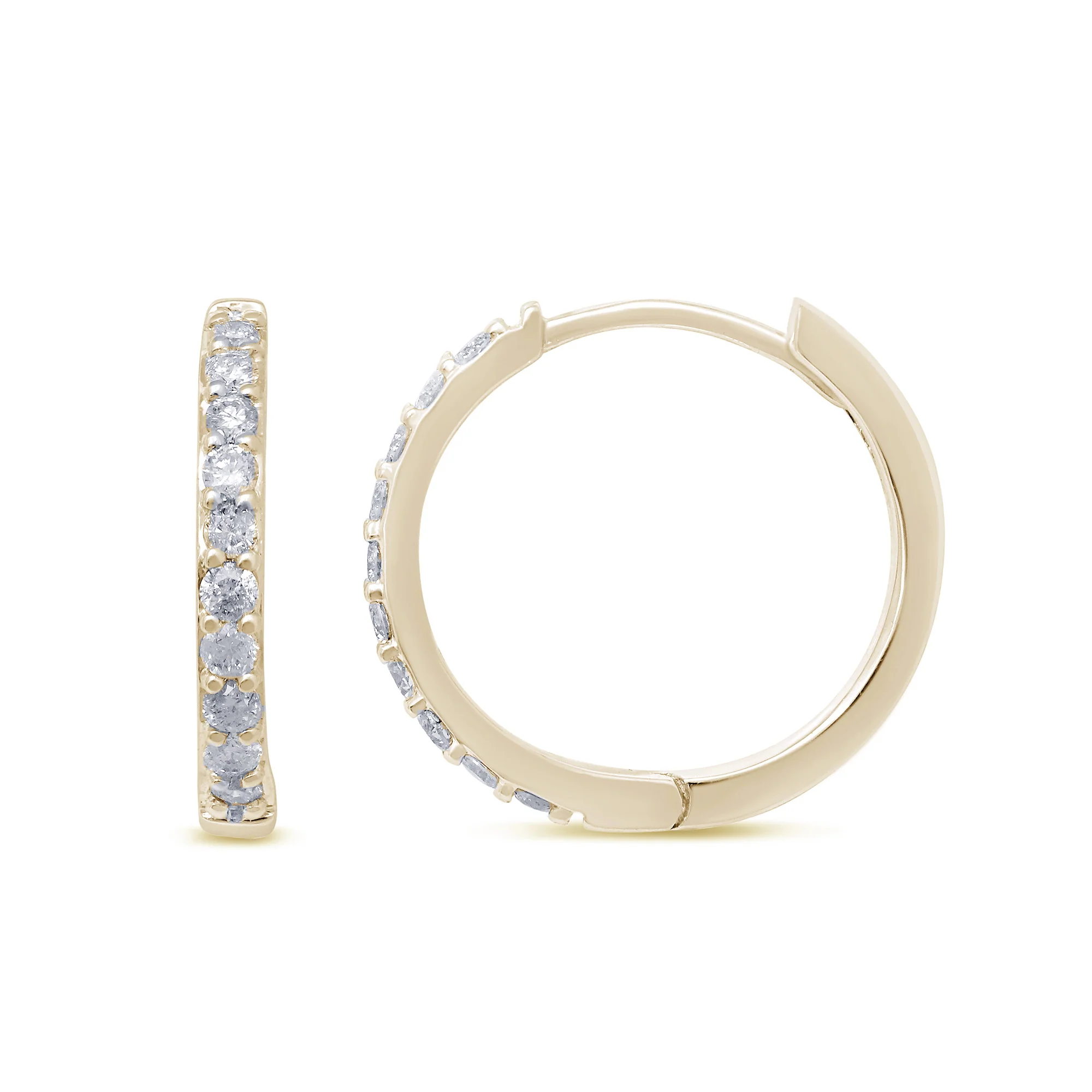 <span style="color:purple">SPECIAL!</span>.27ct 14k Yellow Gold Diamond Hoop Huggie Earrings