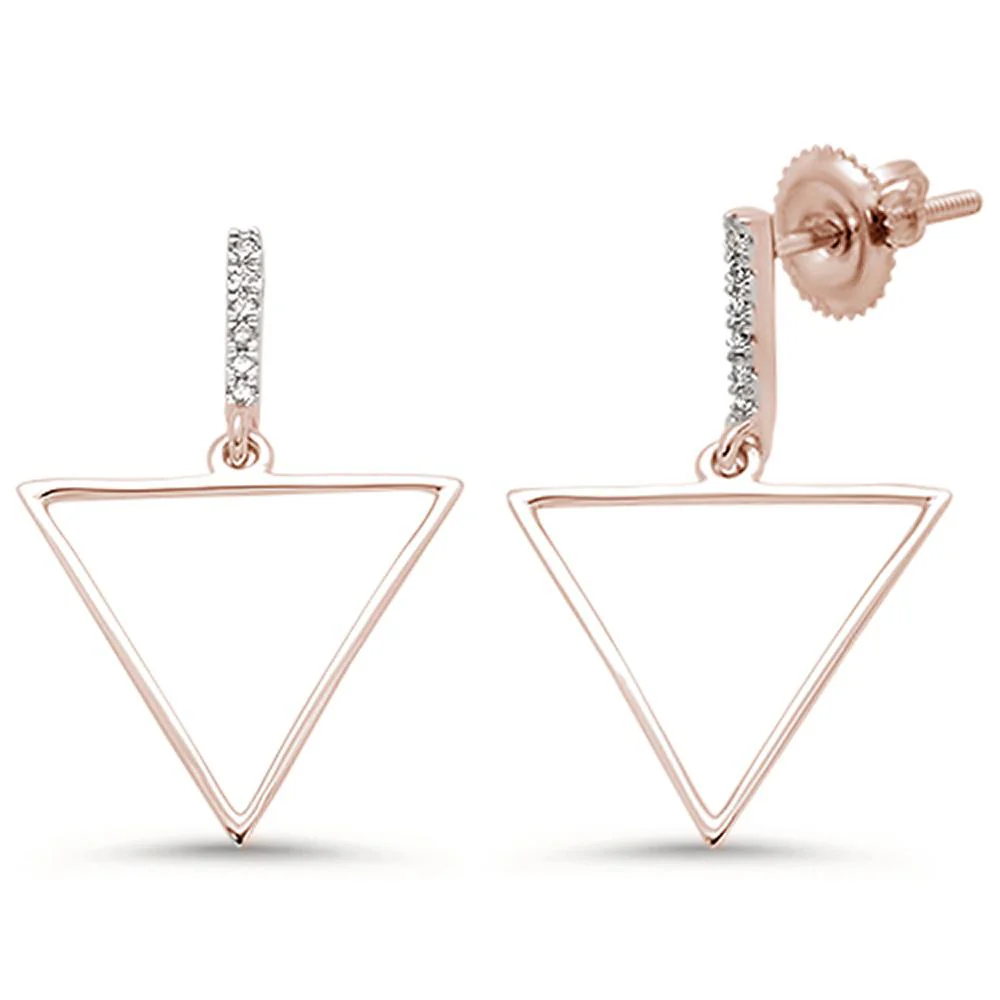 <span>DIAMOND  CLOSEOUT! </span>.08ct 14k Rose Gold Diamond Trendy Triangle Earrings