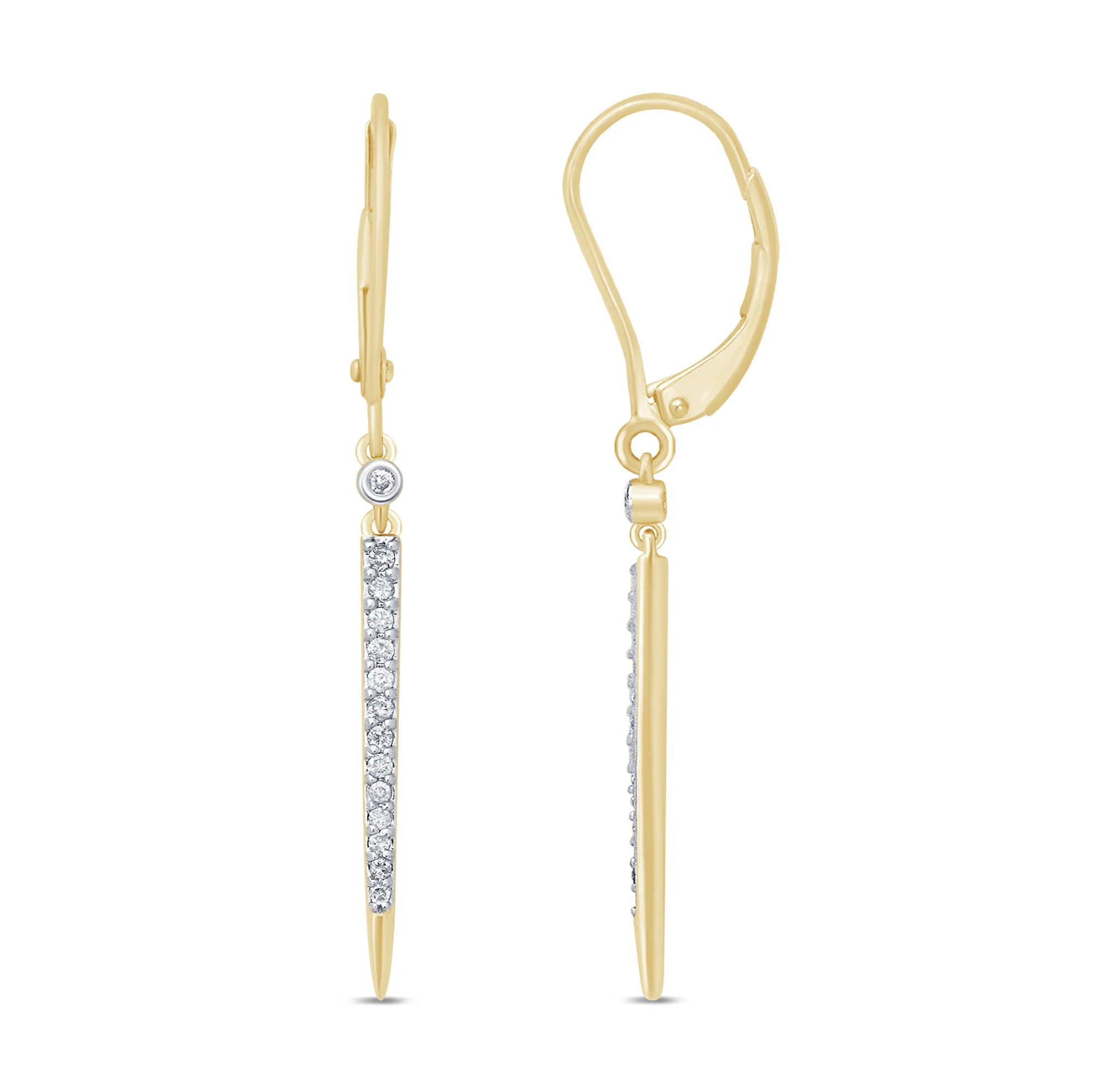 <span>DIAMOND CLOSEOUT! </span> .17ct 14k Yellow Gold Diamond Drop Dangle Modern Earrings