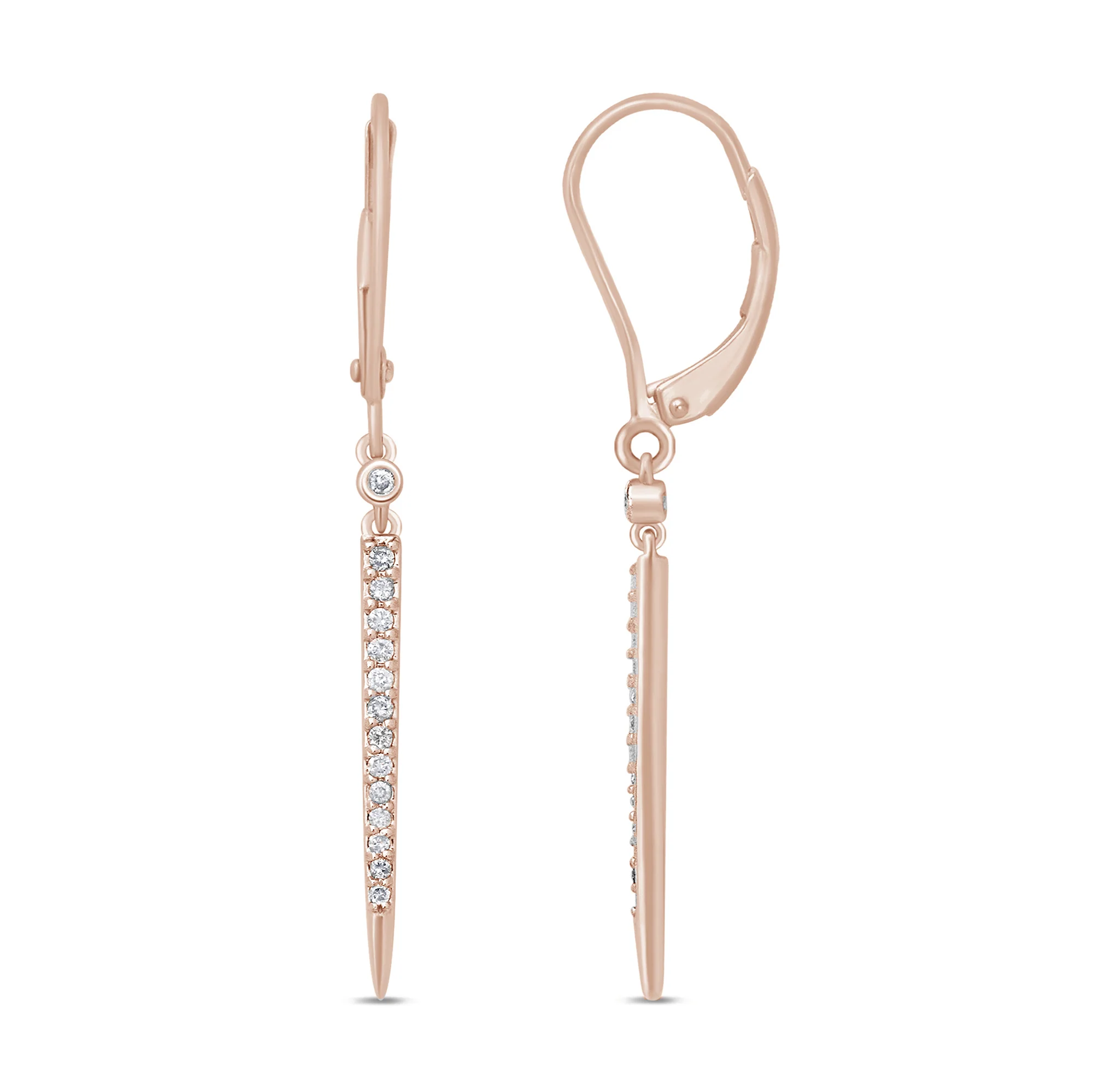 <span>DIAMOND CLOSEOUT! </span>.17ct 14k Rose Gold Diamond Drop Earrings