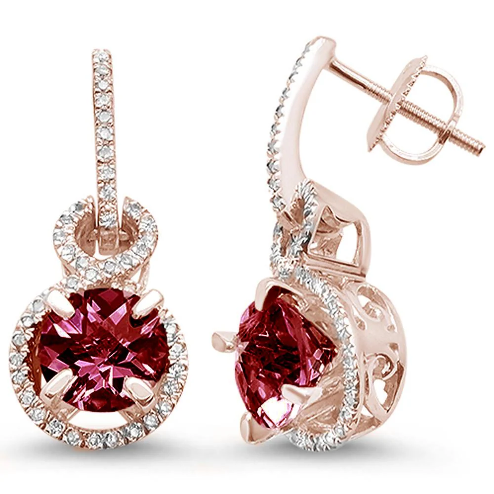 <span>GEMSTONE CLOSEOUT! </span> 5.46ct 10K Rose Gold Rhodiolite & Diamond Drop Earrings