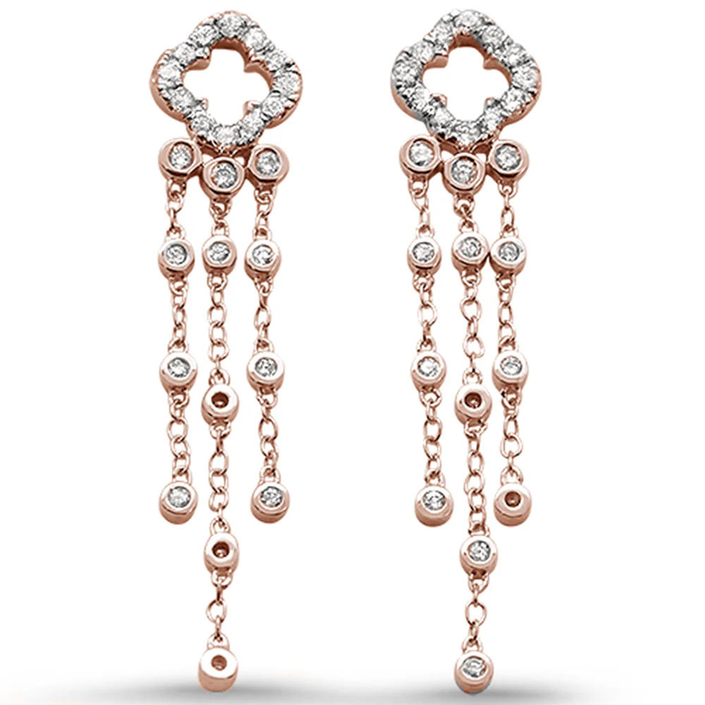 <span>DIAMOND CLOSEOUT! </span>.52ct 14k Rose Gold Diamond Drop Dangle Chandelier Earrings