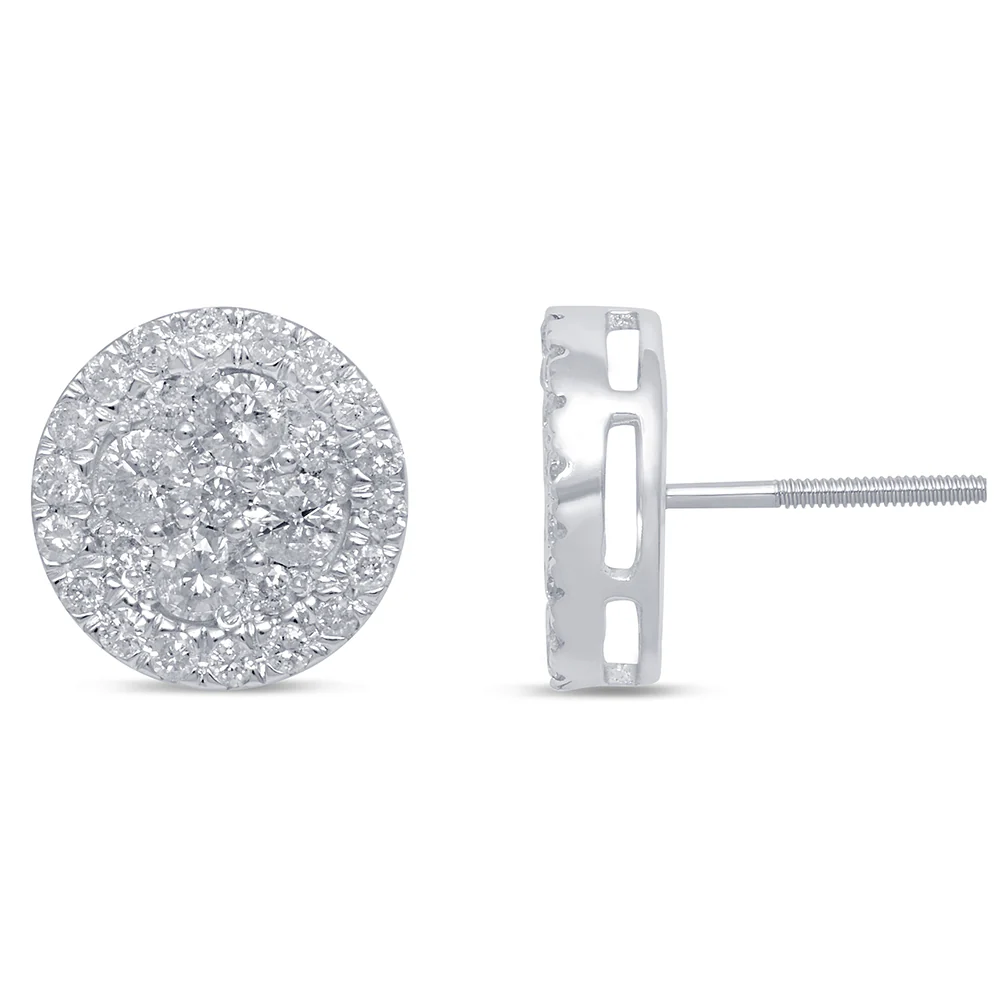 <span>DIAMOND CLOSEOUT! </span>1.54ct G SI 10K White Gold Round Micro Pave Diamond Earrings
