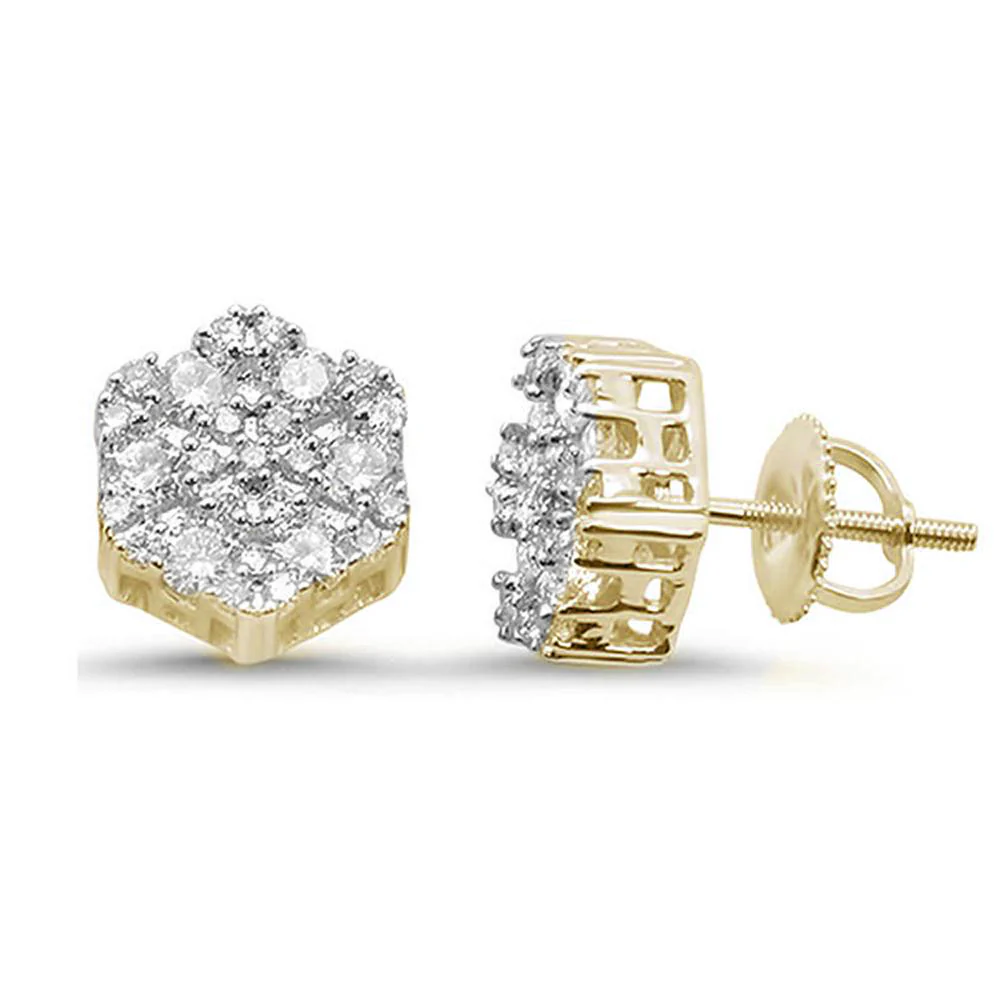 <span>DIAMOND CLOSEOUT! </span>.50ct G SI 10k Yellow Gold Diamond Stud Snowflake Earrings